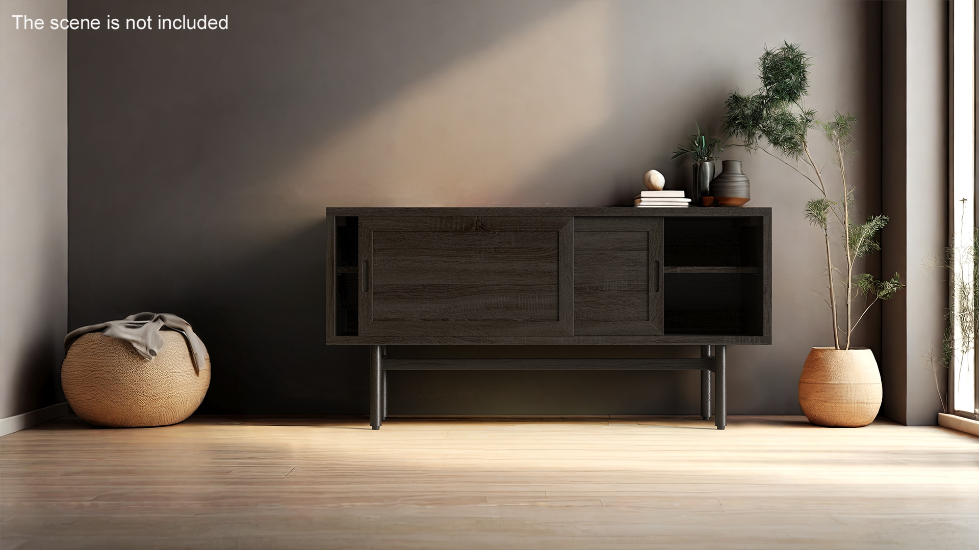 3D Modern Wooden TV Stand Black model