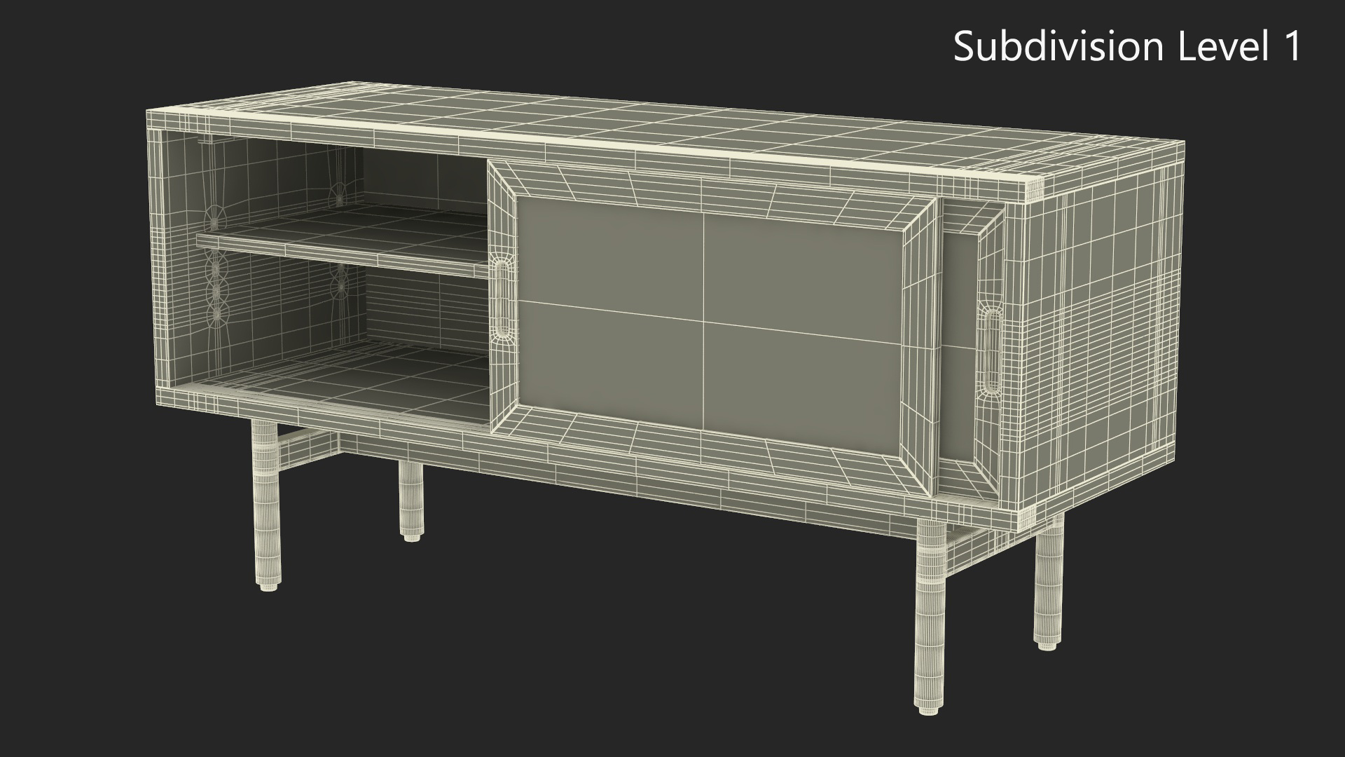 3D Modern Wooden TV Stand Black model
