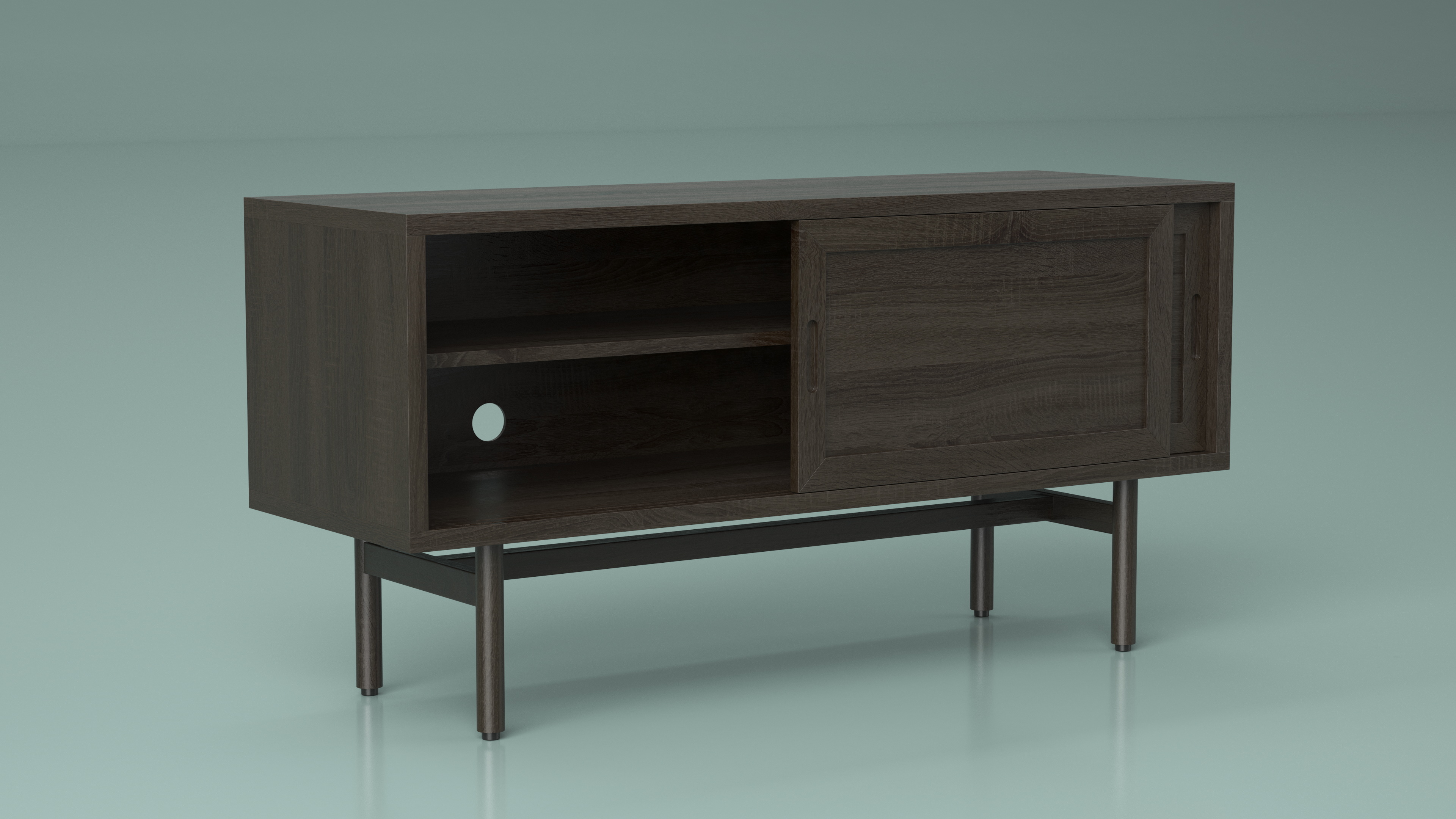 3D Modern Wooden TV Stand Black model