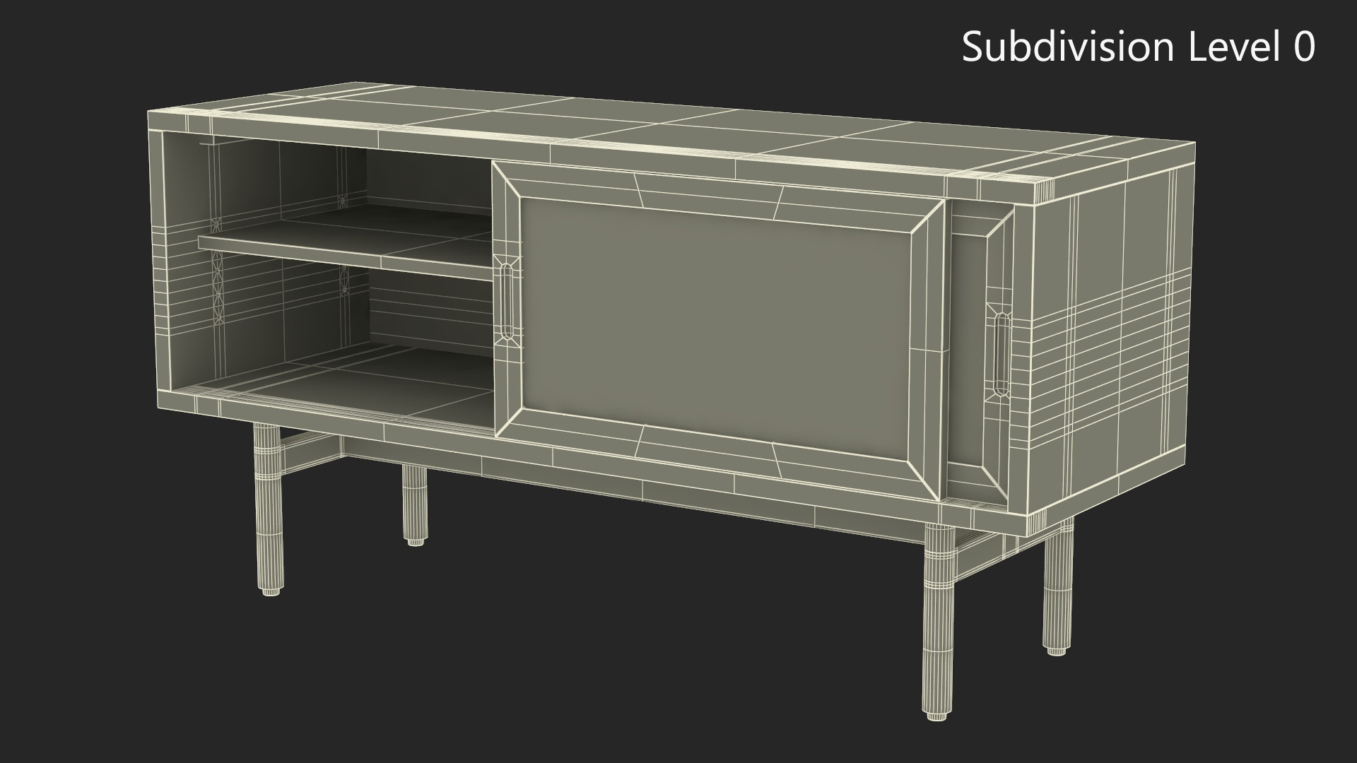 3D Modern Wooden TV Stand Black model
