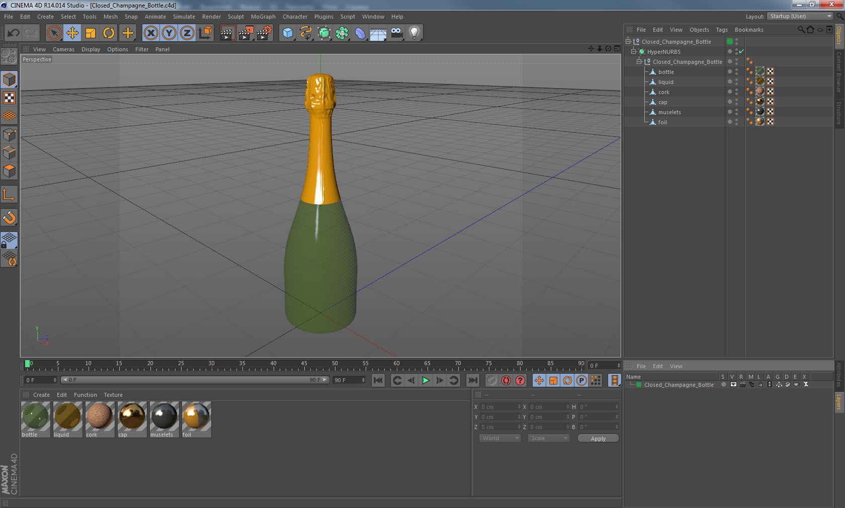 3D Closed Champagne Bottle model