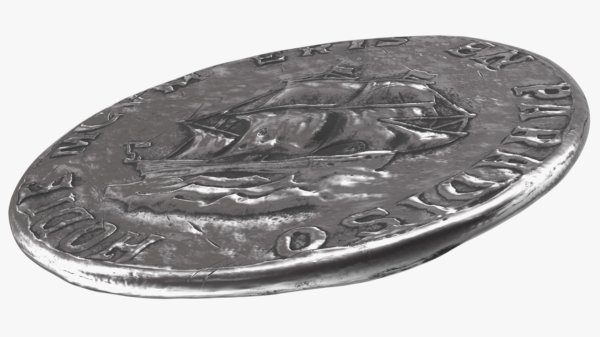 Treasure Pirate Coin Silver 3D