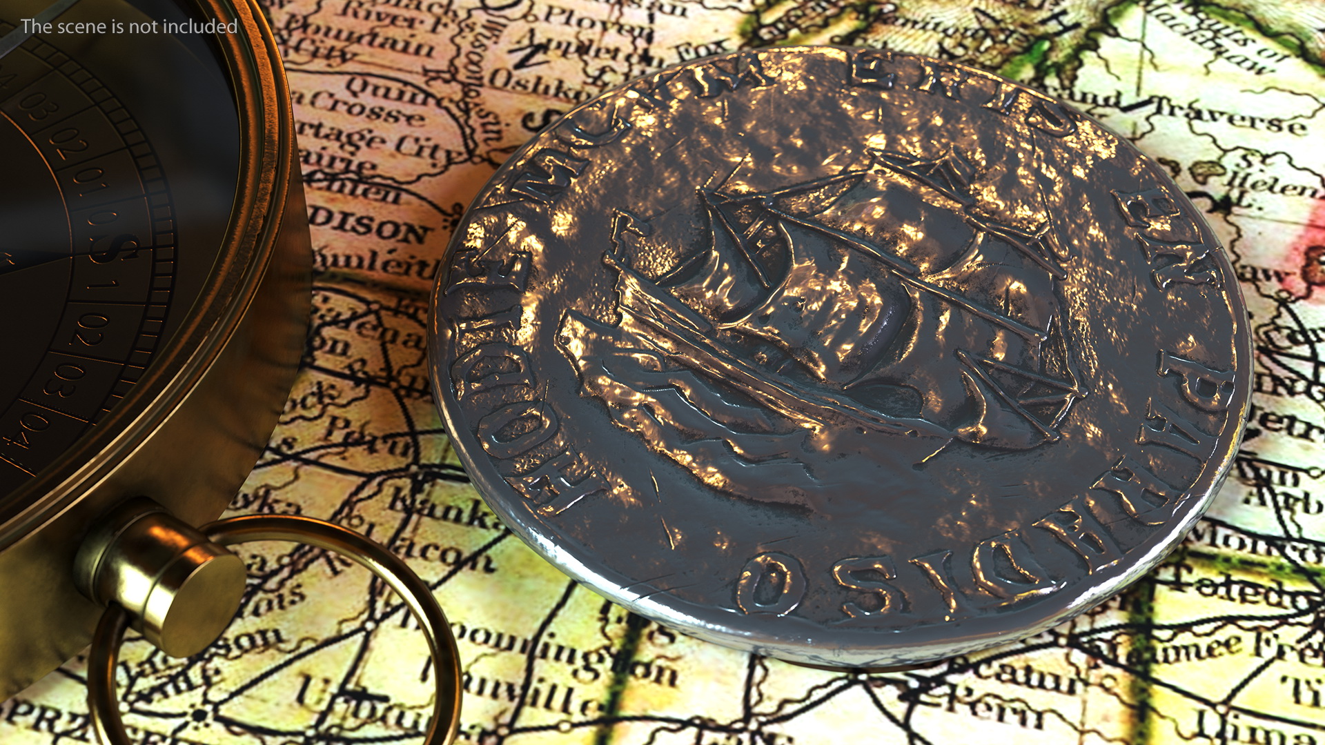 Treasure Pirate Coin Silver 3D