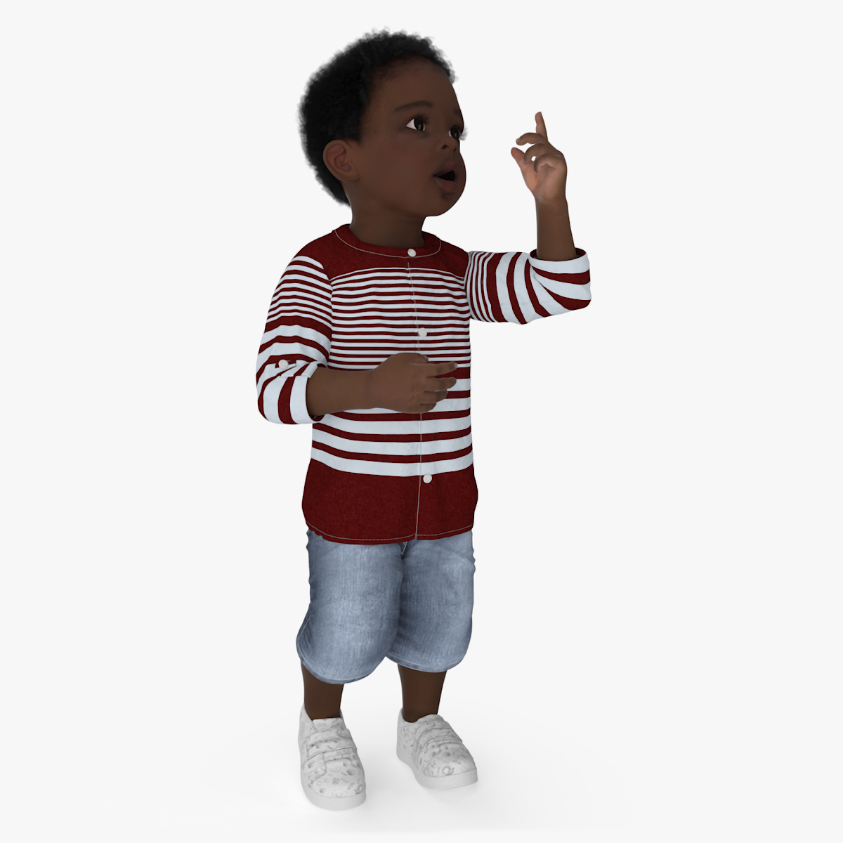 3D Little African Boy Everyday in Summer Outfit Rigged