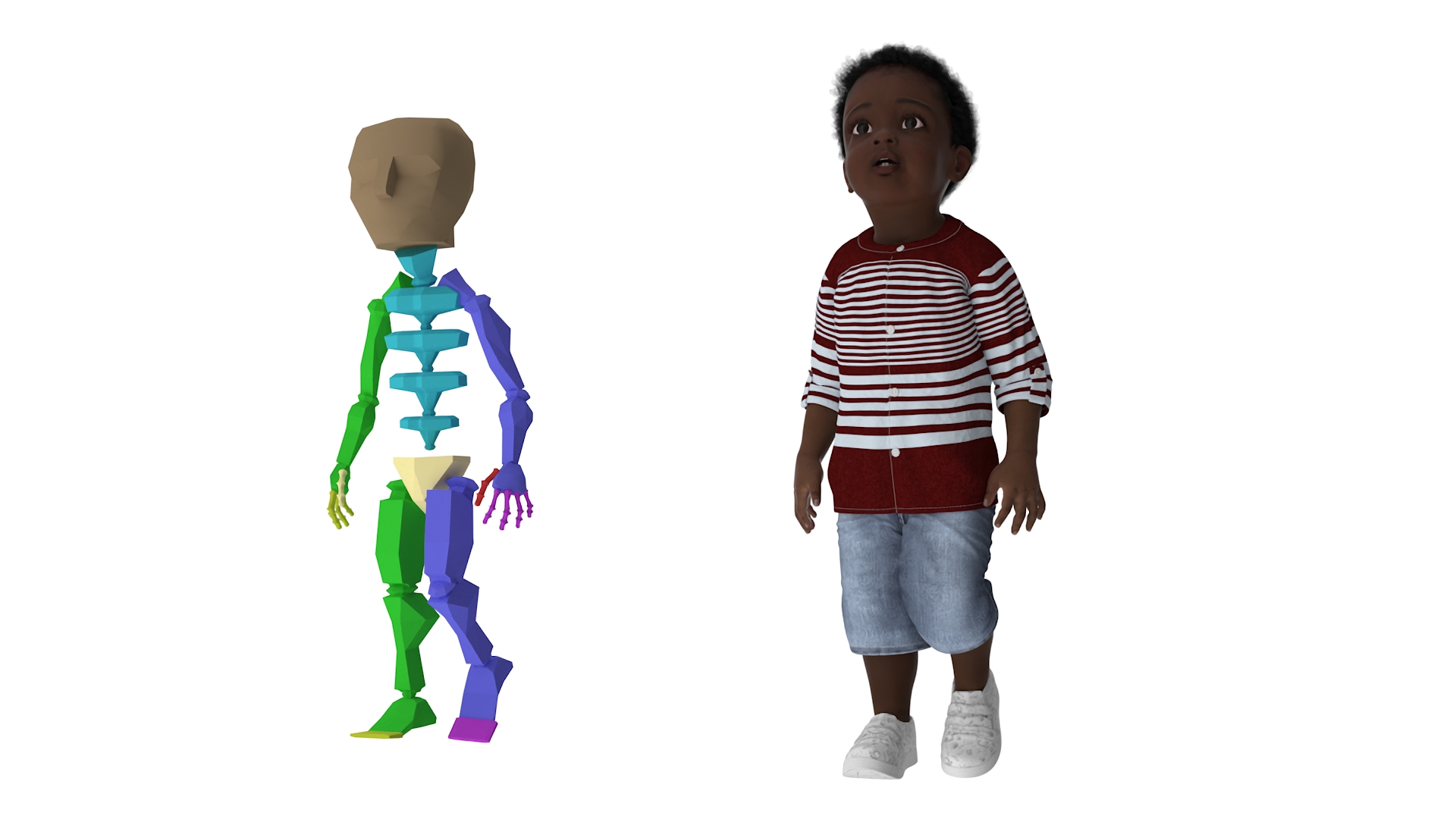 3D Little African Boy Everyday in Summer Outfit Rigged