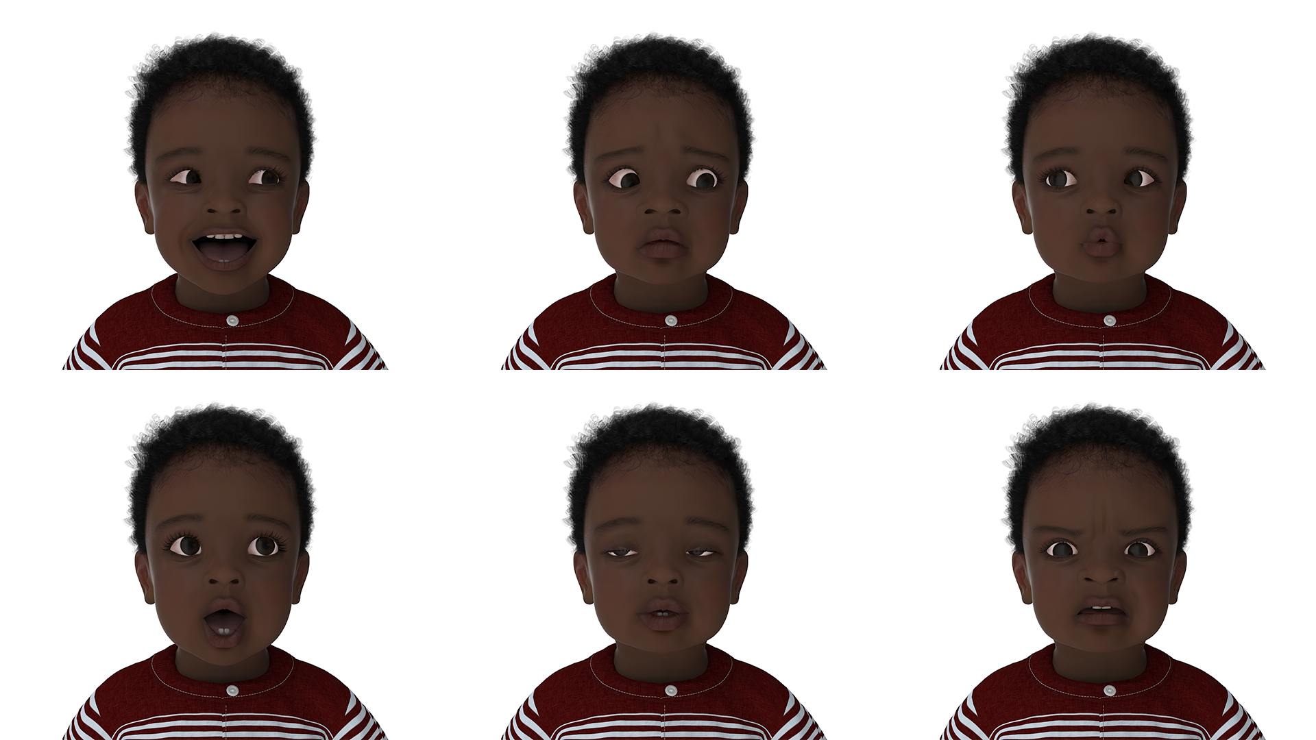 3D Little African Boy Everyday in Summer Outfit Rigged