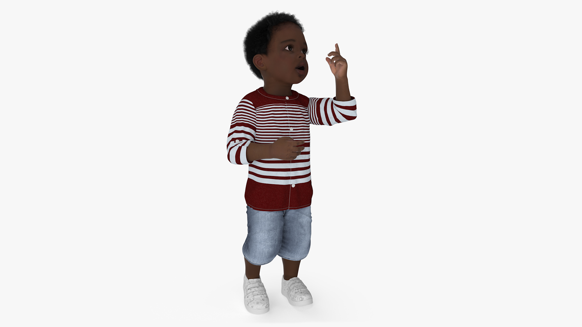 3D Little African Boy Everyday in Summer Outfit Rigged