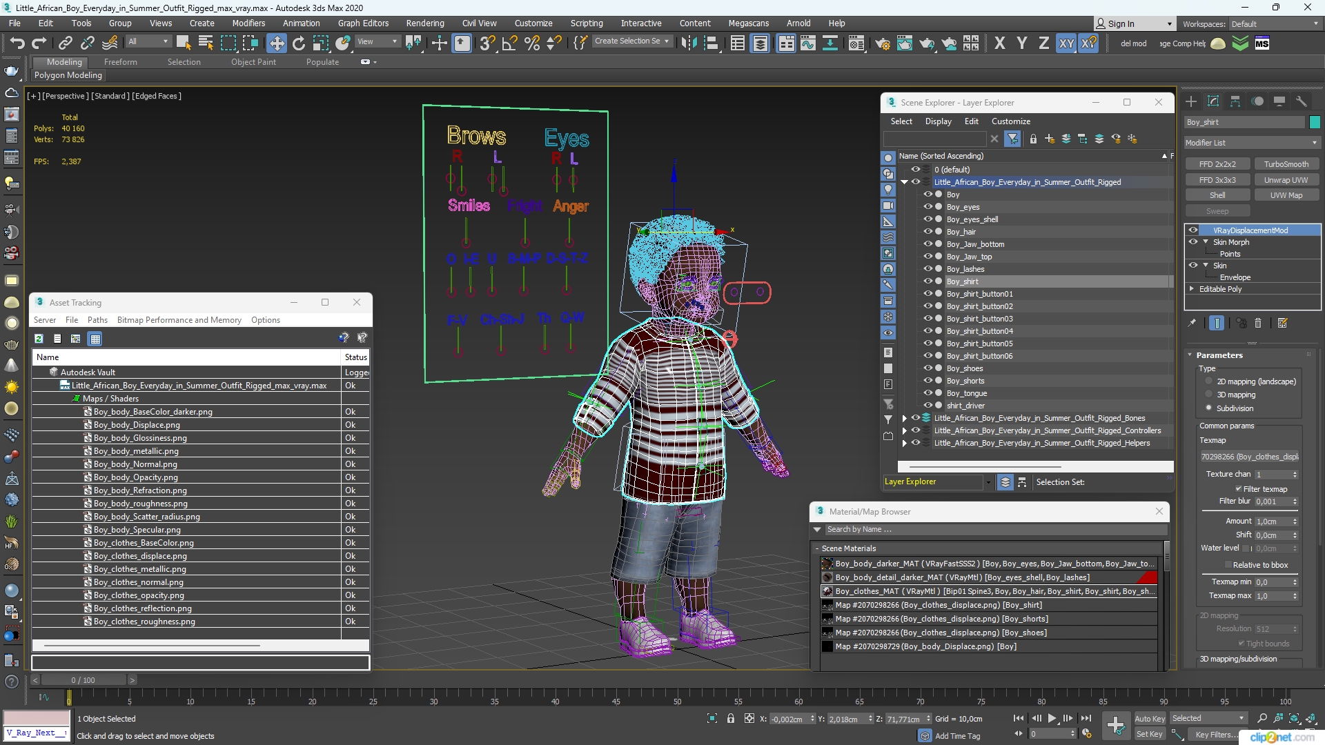 3D Little African Boy Everyday in Summer Outfit Rigged