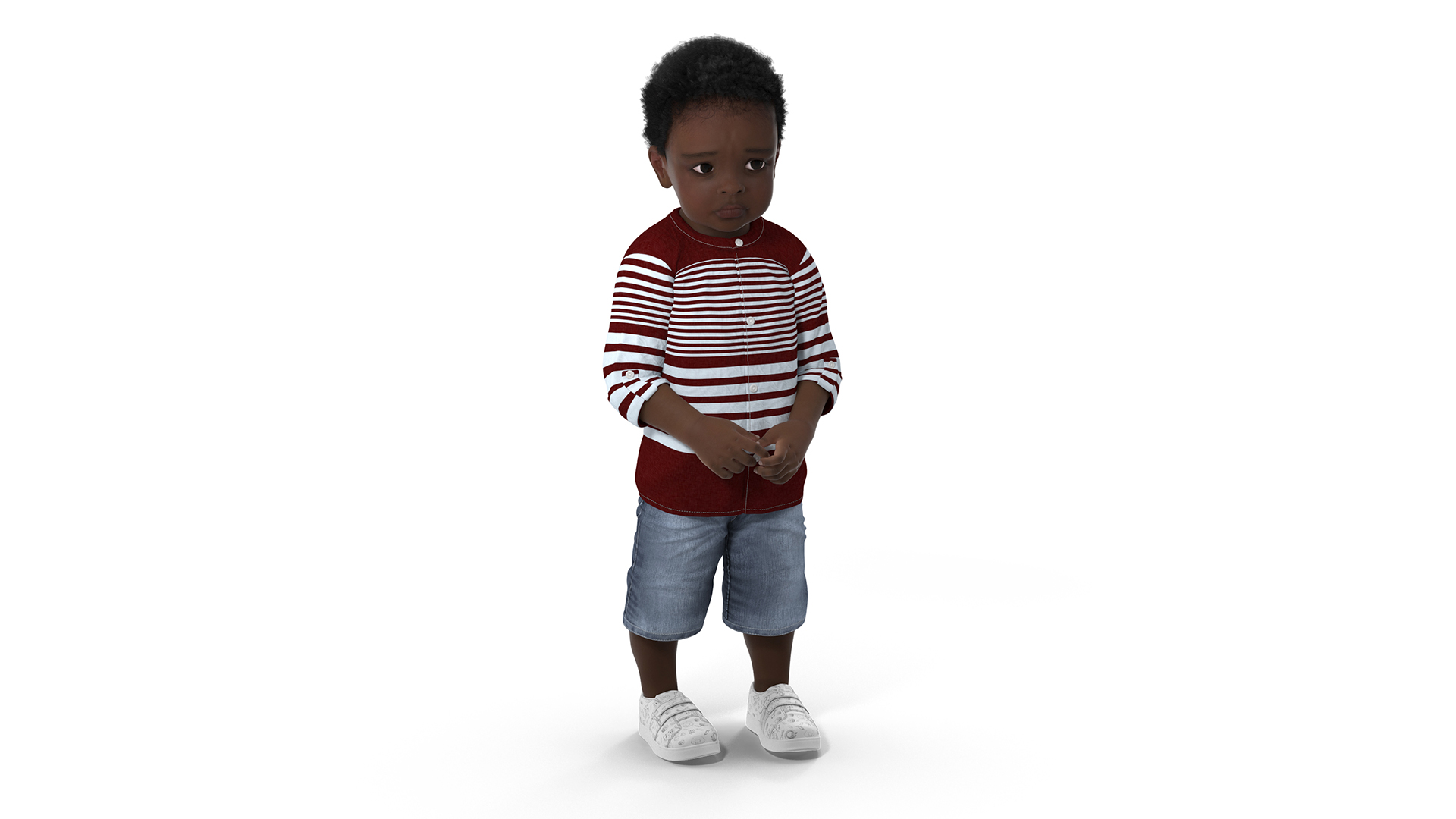 3D Little African Boy Everyday in Summer Outfit Rigged