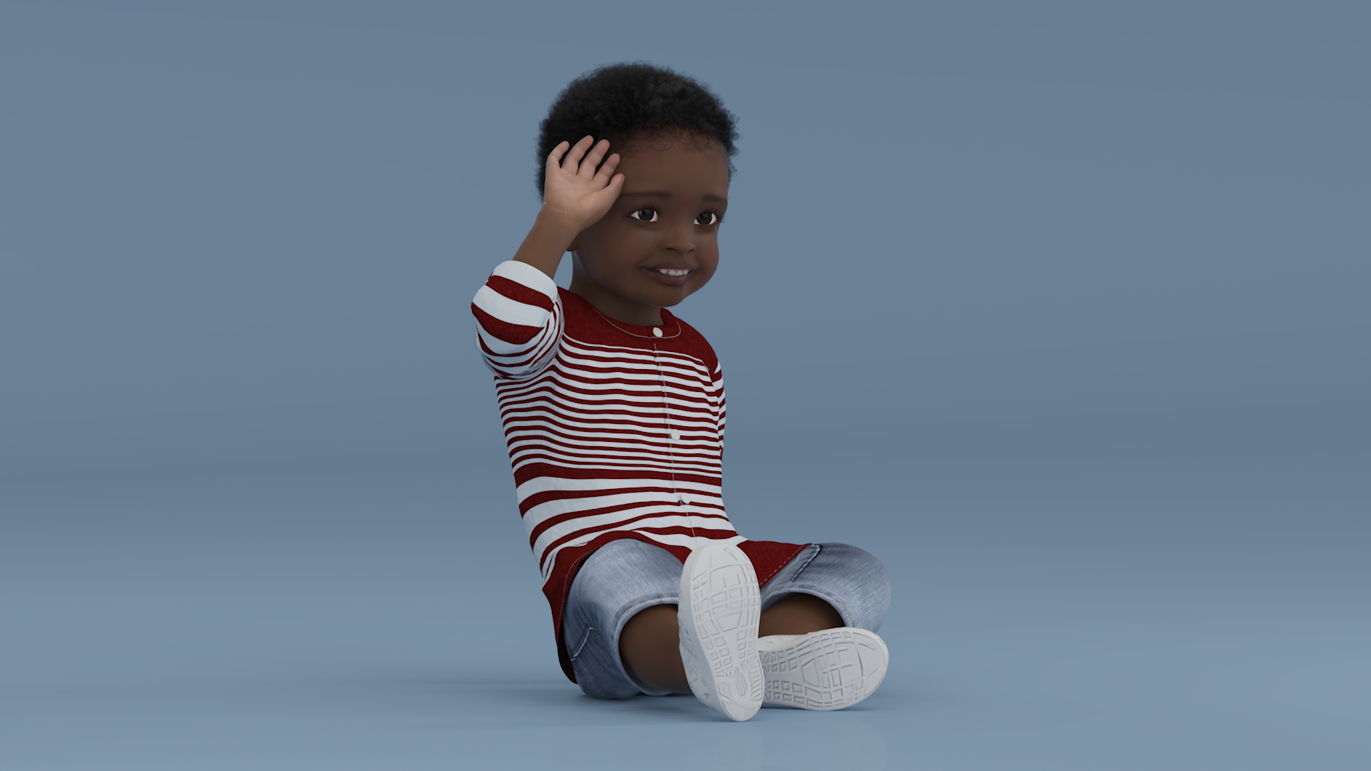 3D Little African Boy Everyday in Summer Outfit Rigged