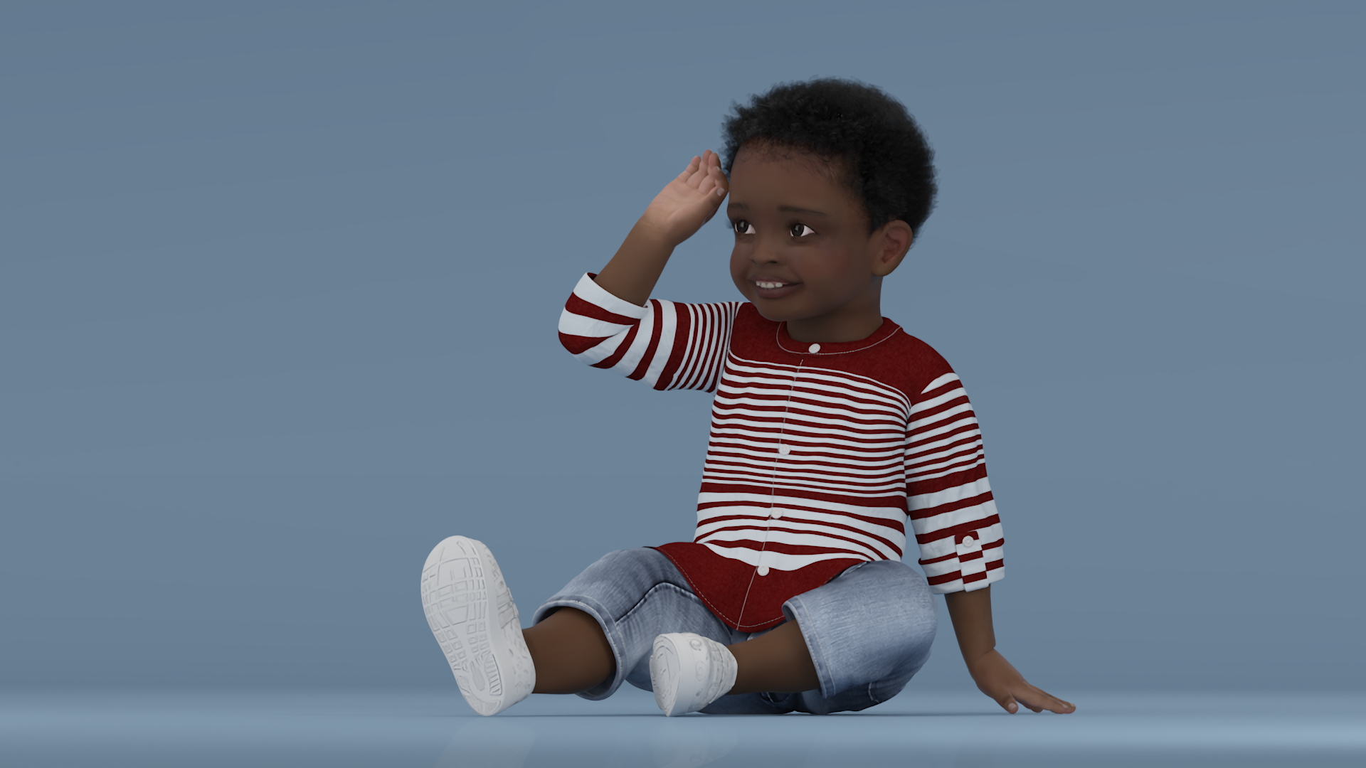 3D Little African Boy Everyday in Summer Outfit Rigged