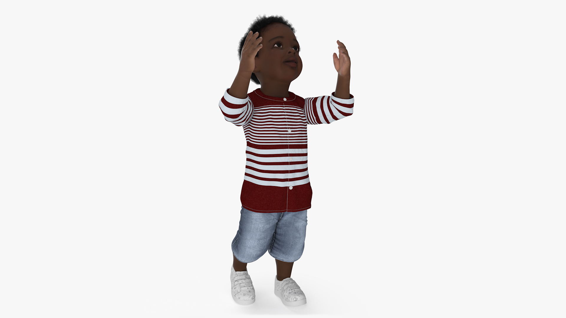 3D Little African Boy Everyday in Summer Outfit Rigged