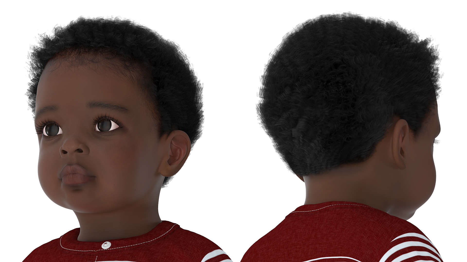 3D Little African Boy Everyday in Summer Outfit Rigged