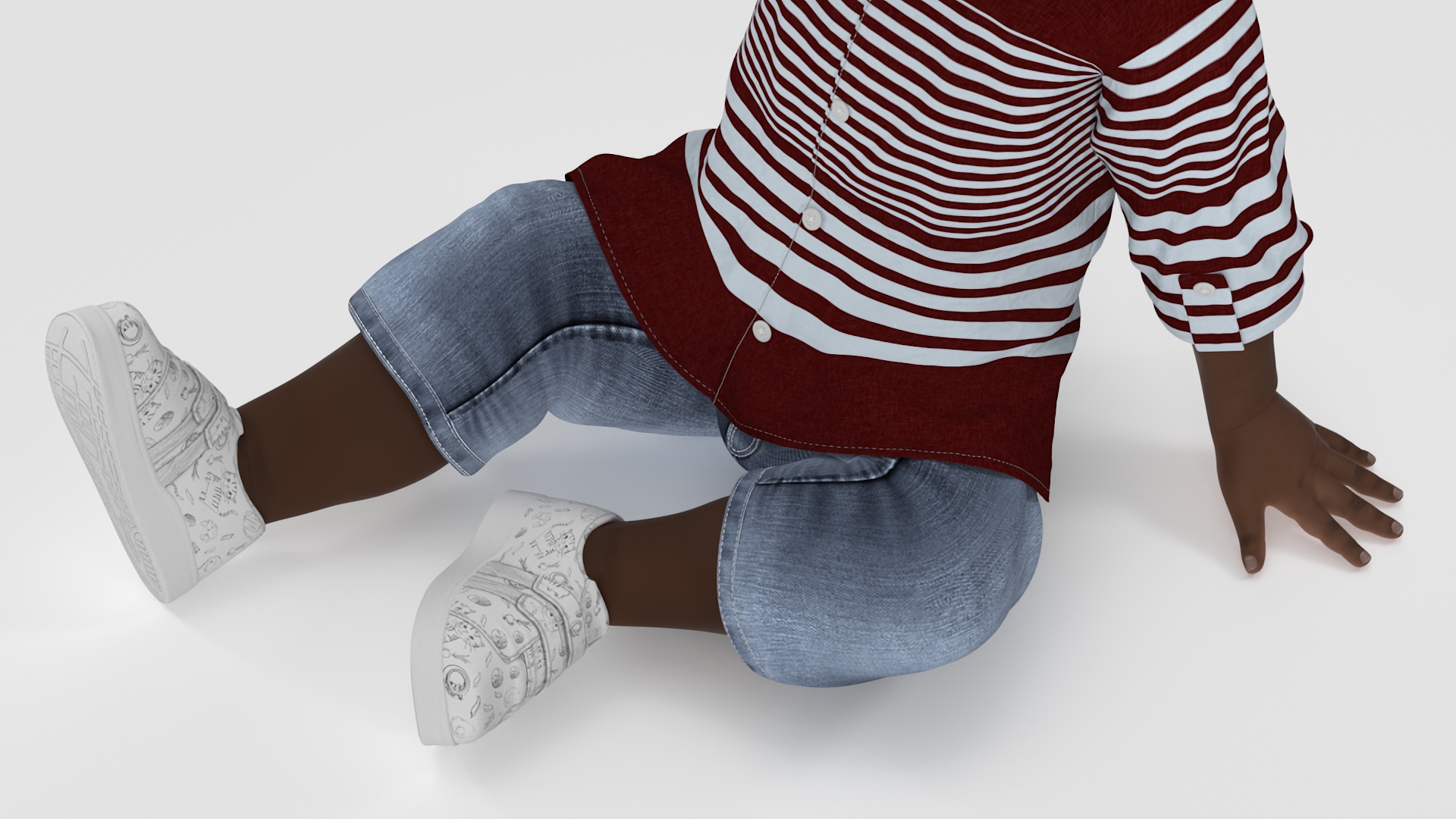 3D Little African Boy Everyday in Summer Outfit Rigged