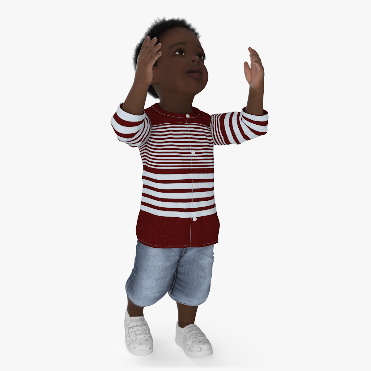 3D Little African Boy Everyday in Summer Outfit Rigged