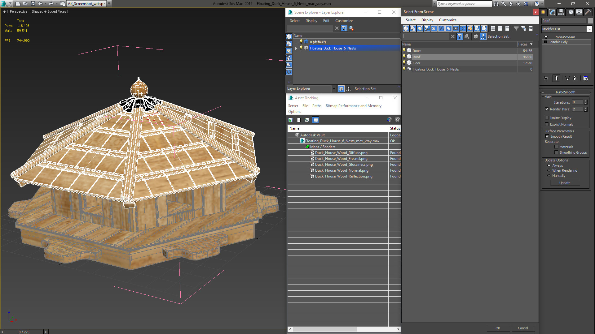 Floating Duck House 6 Nests 3D