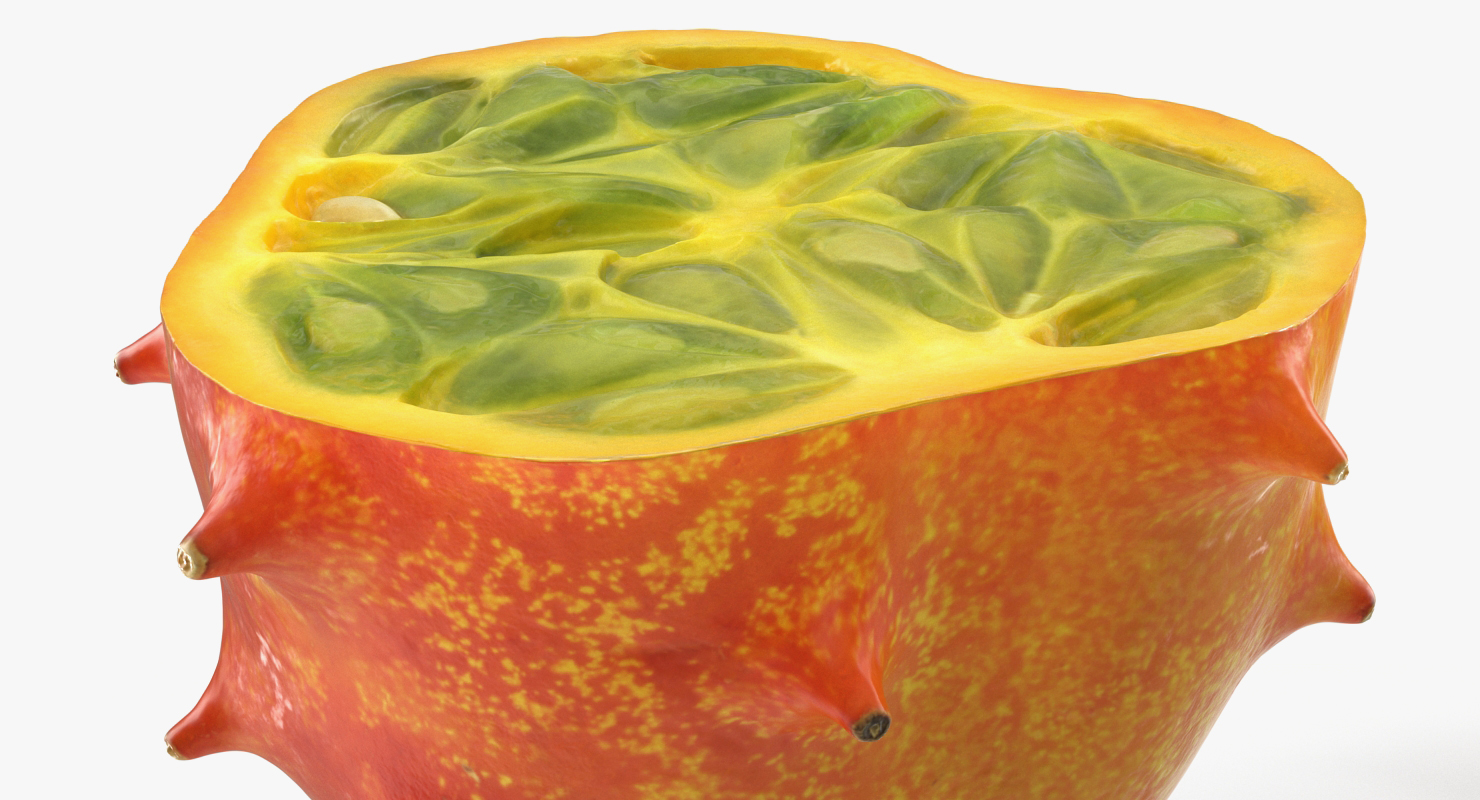 3D African Kiwano Fruit Whole Half