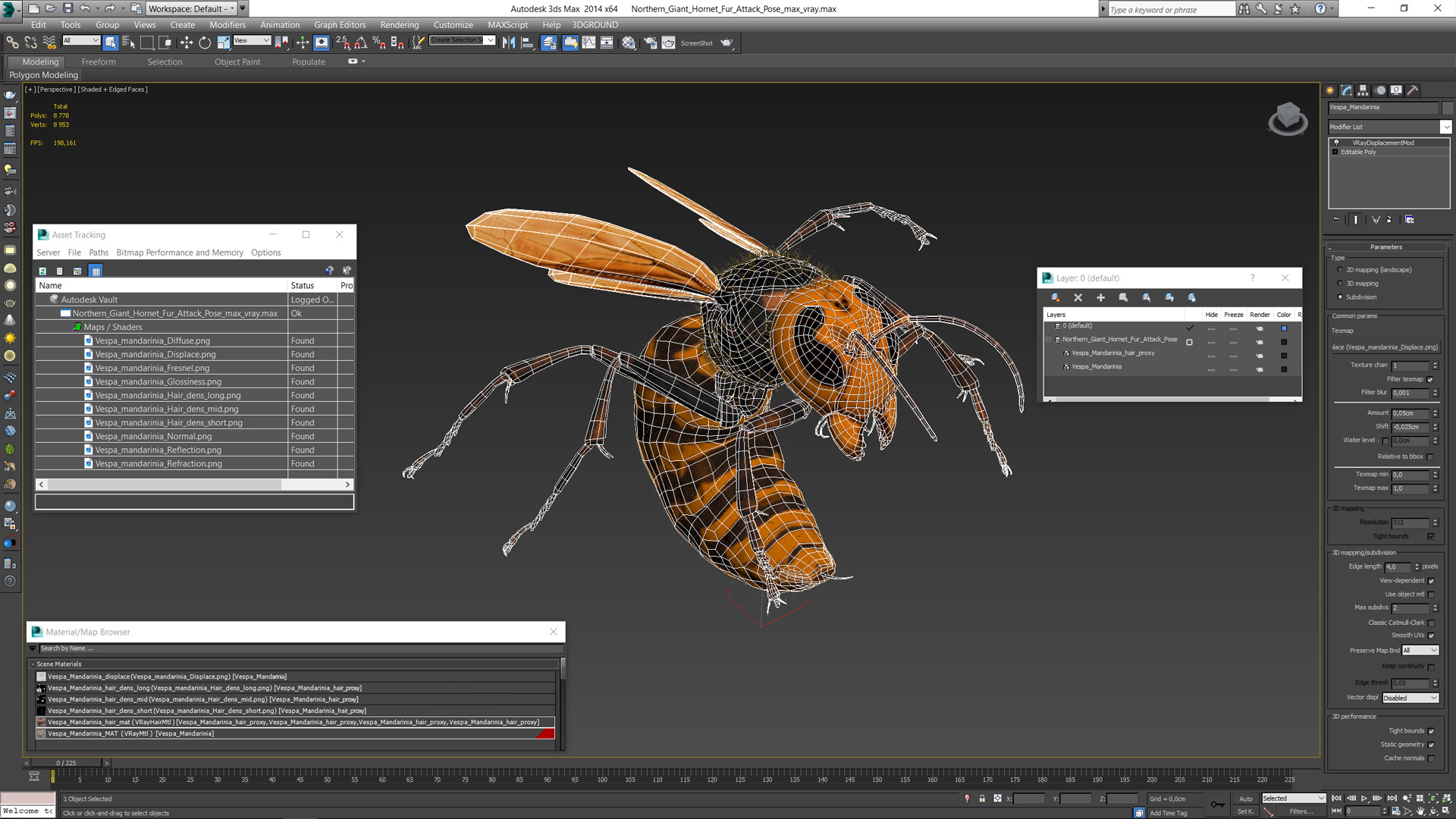 Northern Giant Hornet Fur Attack Pose 3D