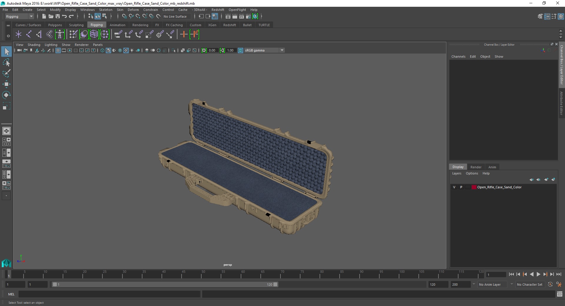 3D Open Rifle Case Sand Color