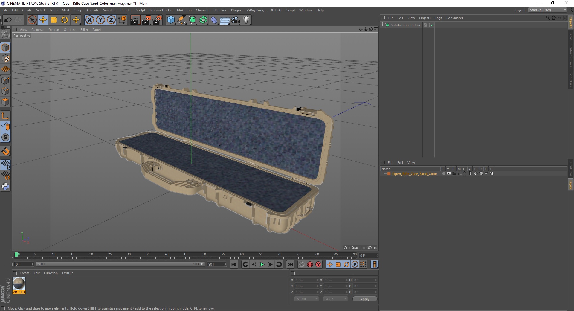 3D Open Rifle Case Sand Color