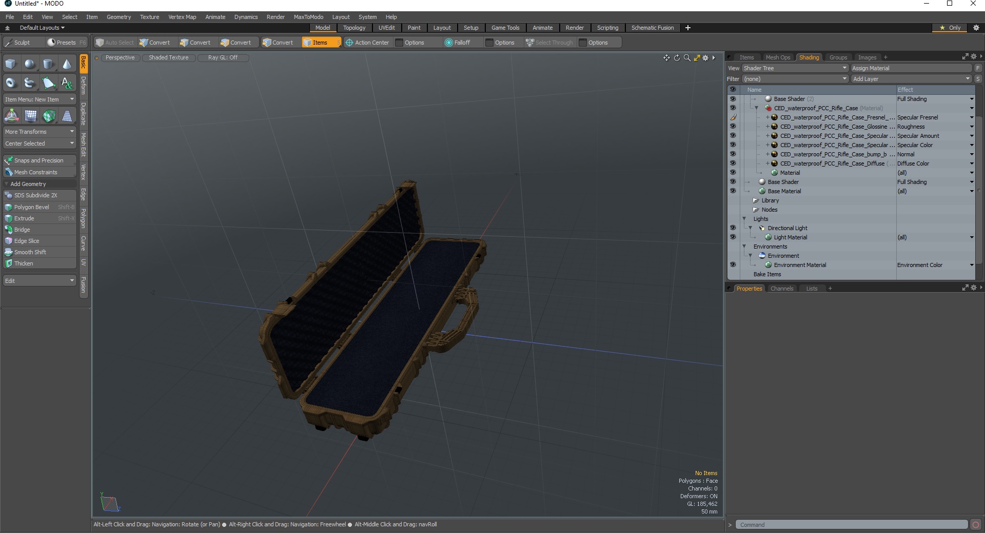 3D Open Rifle Case Sand Color