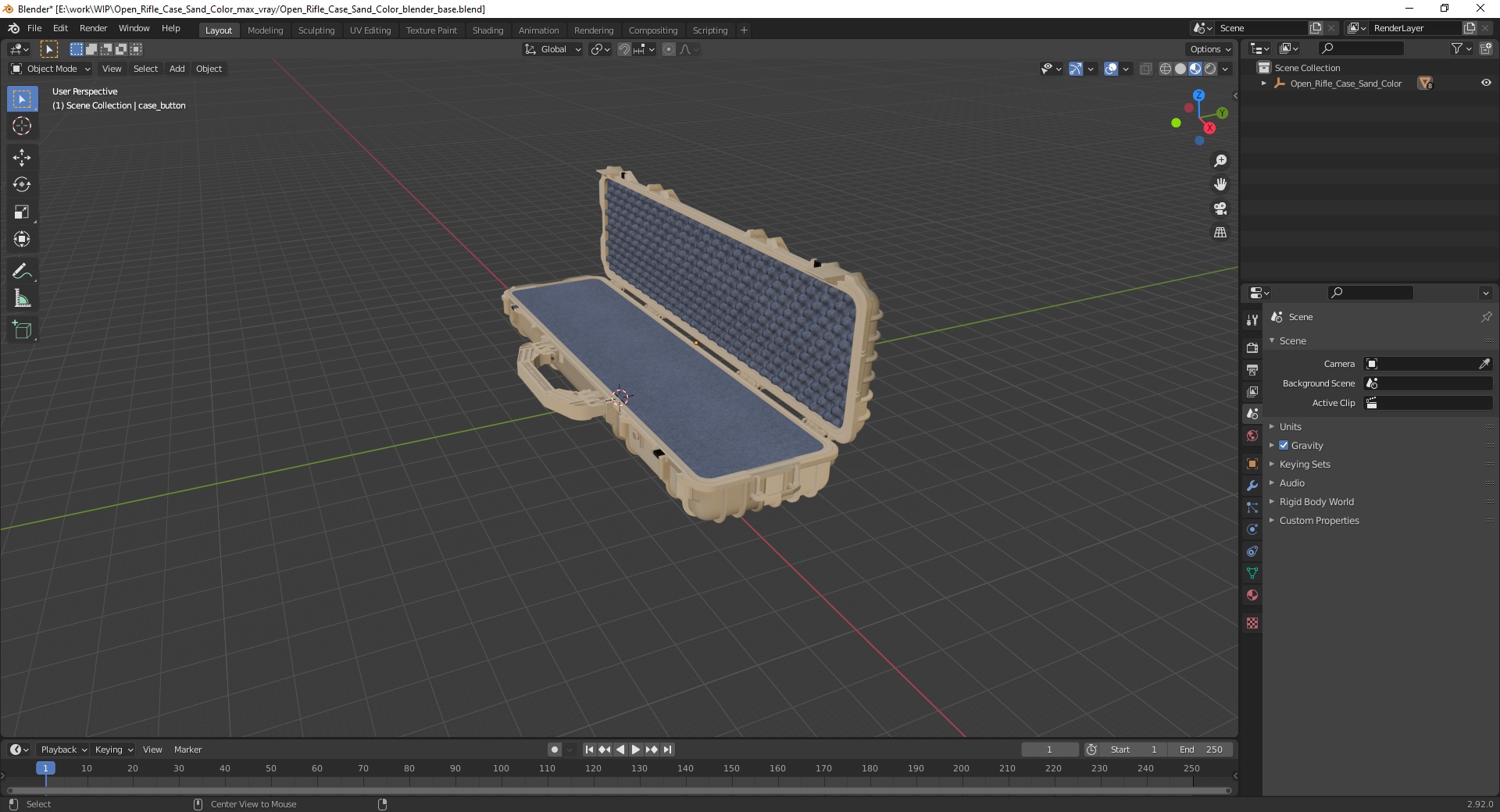 3D Open Rifle Case Sand Color