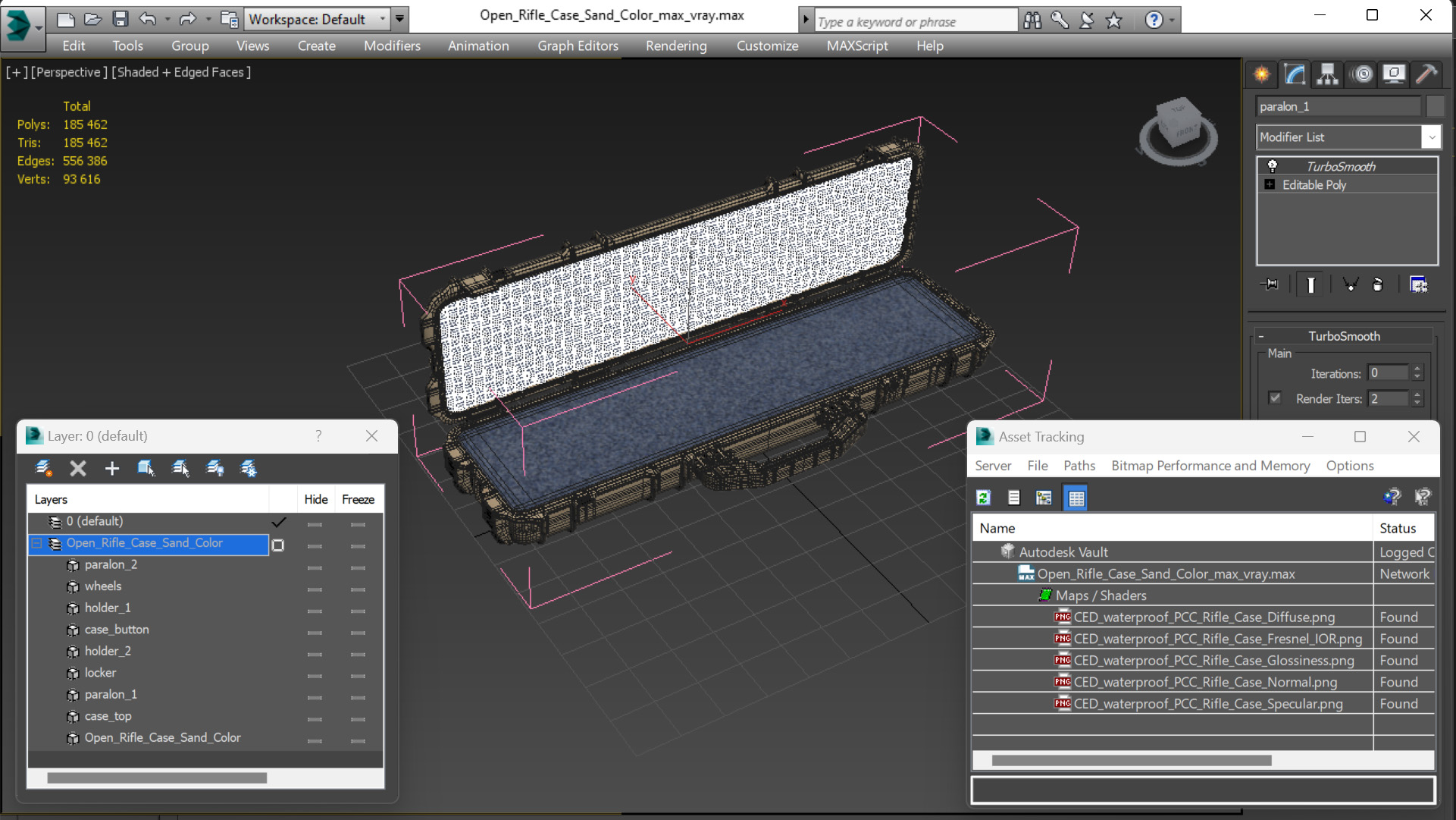 3D Open Rifle Case Sand Color