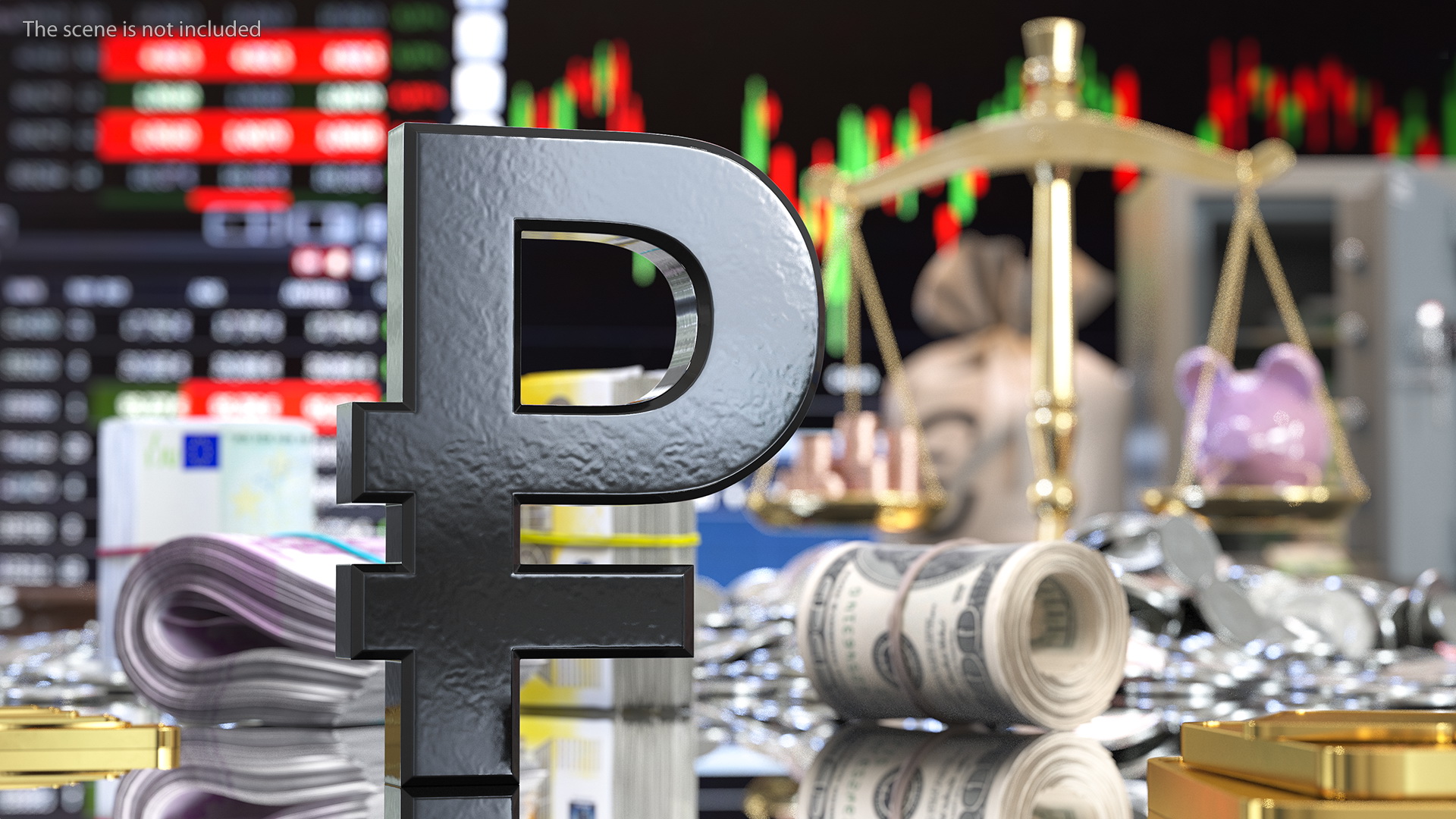 3D Currency Symbols Plastic Set model