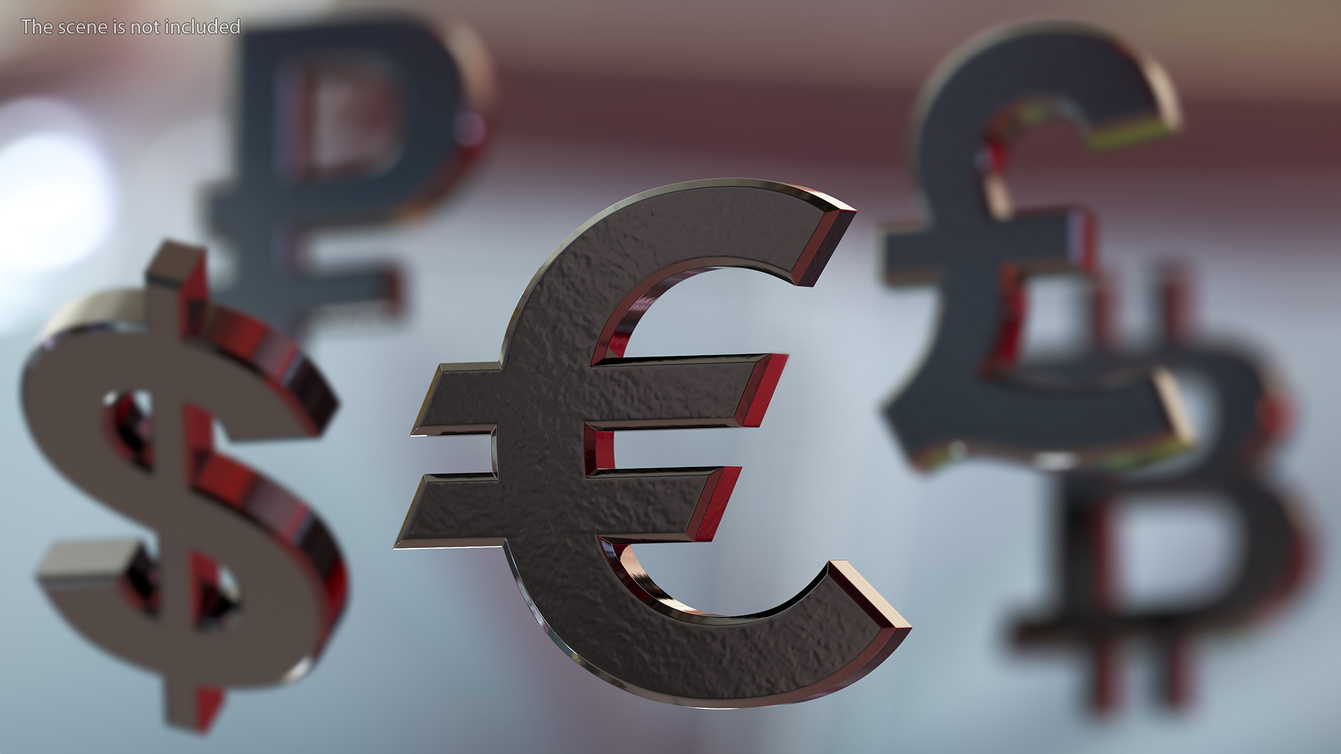3D Currency Symbols Plastic Set model