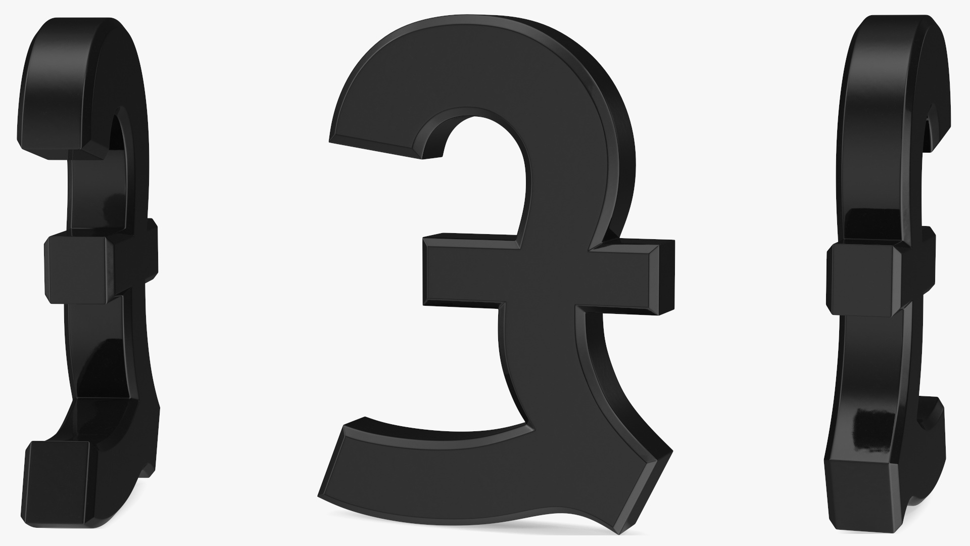 3D Currency Symbols Plastic Set model