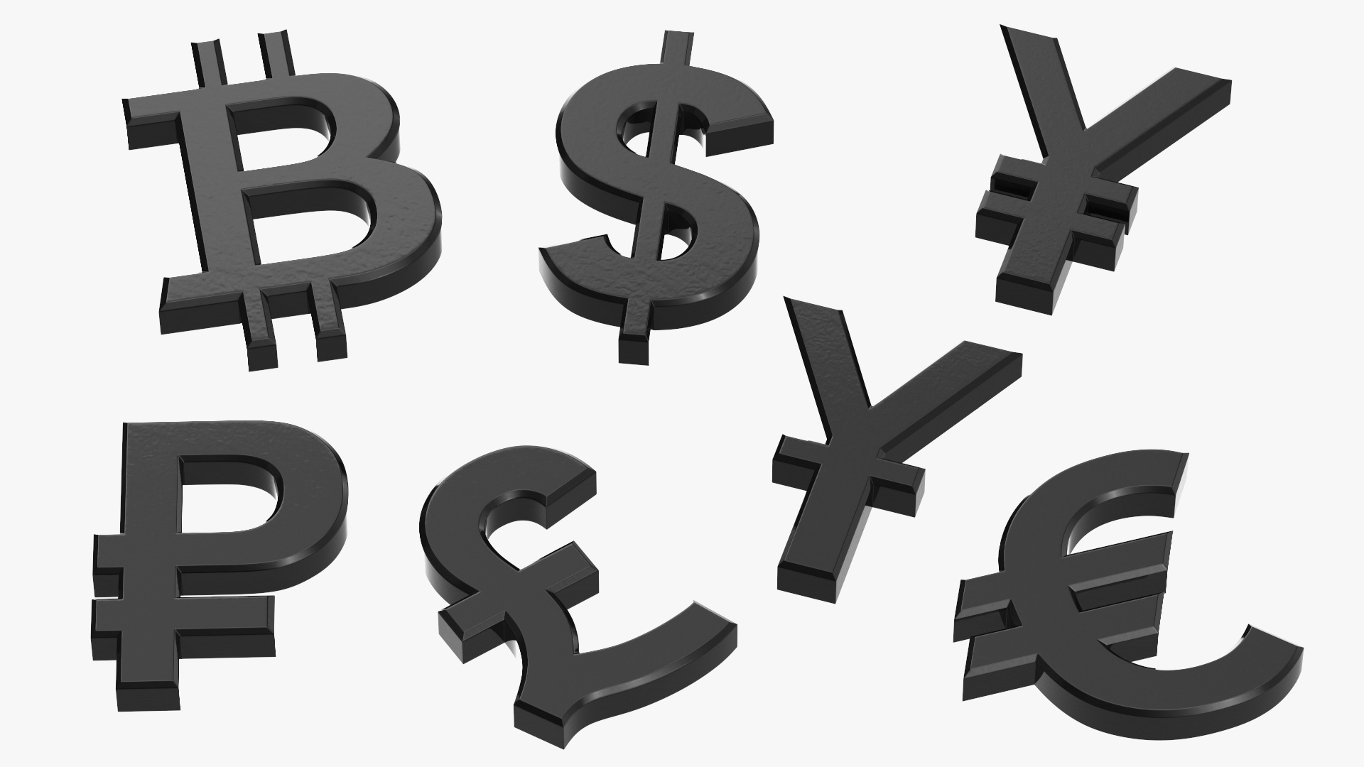 3D Currency Symbols Plastic Set model