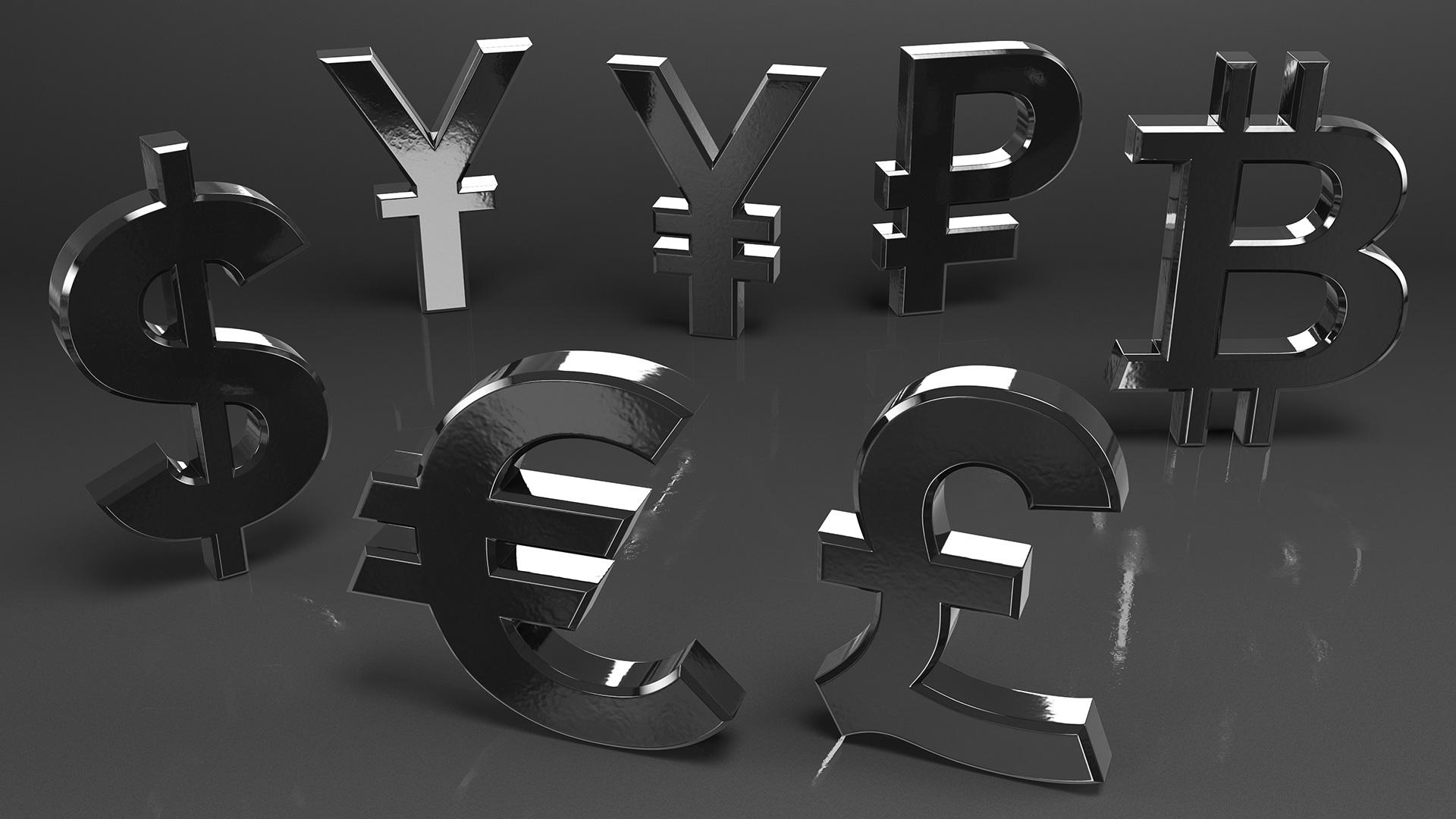 3D Currency Symbols Plastic Set model