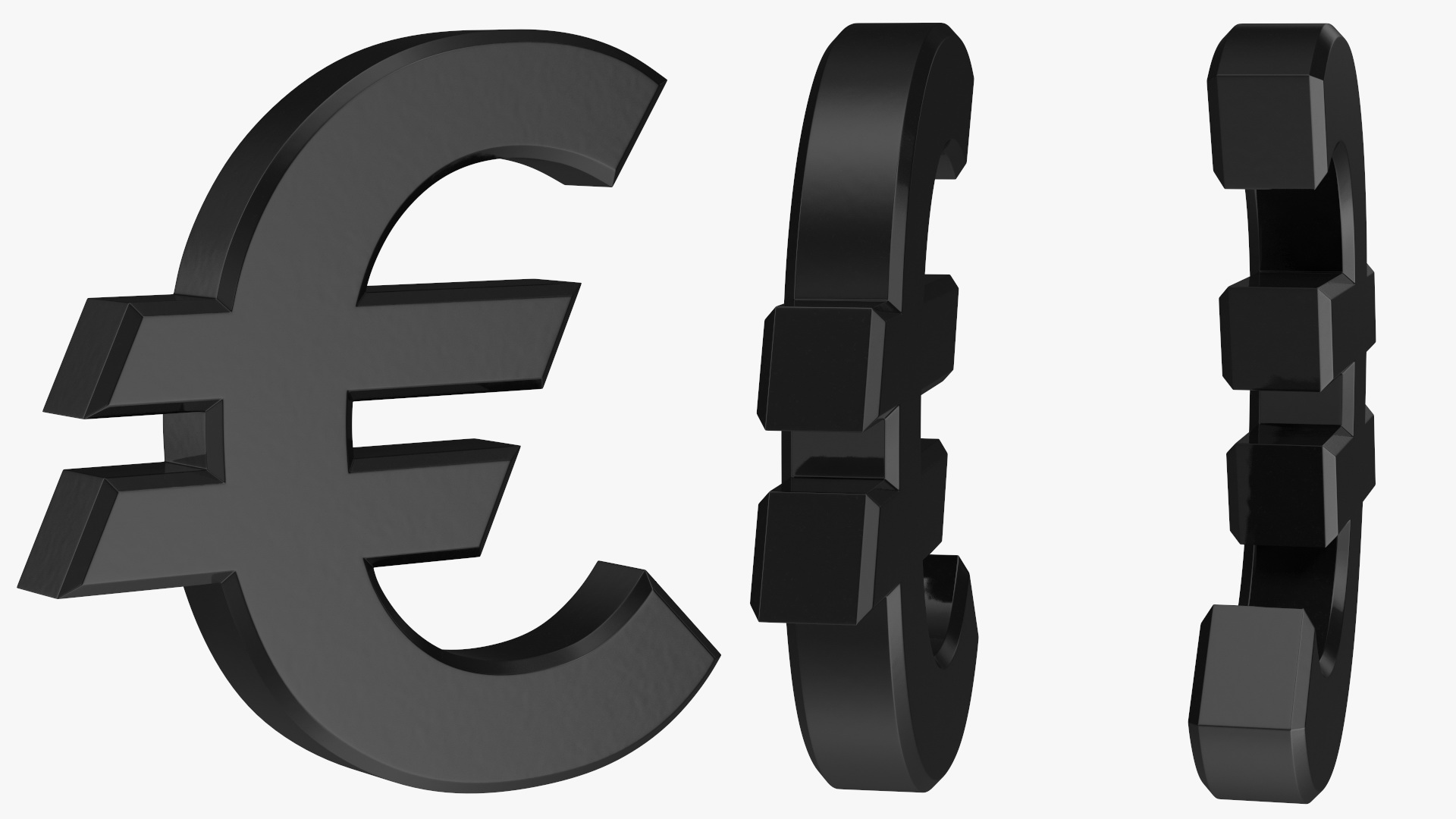 3D Currency Symbols Plastic Set model