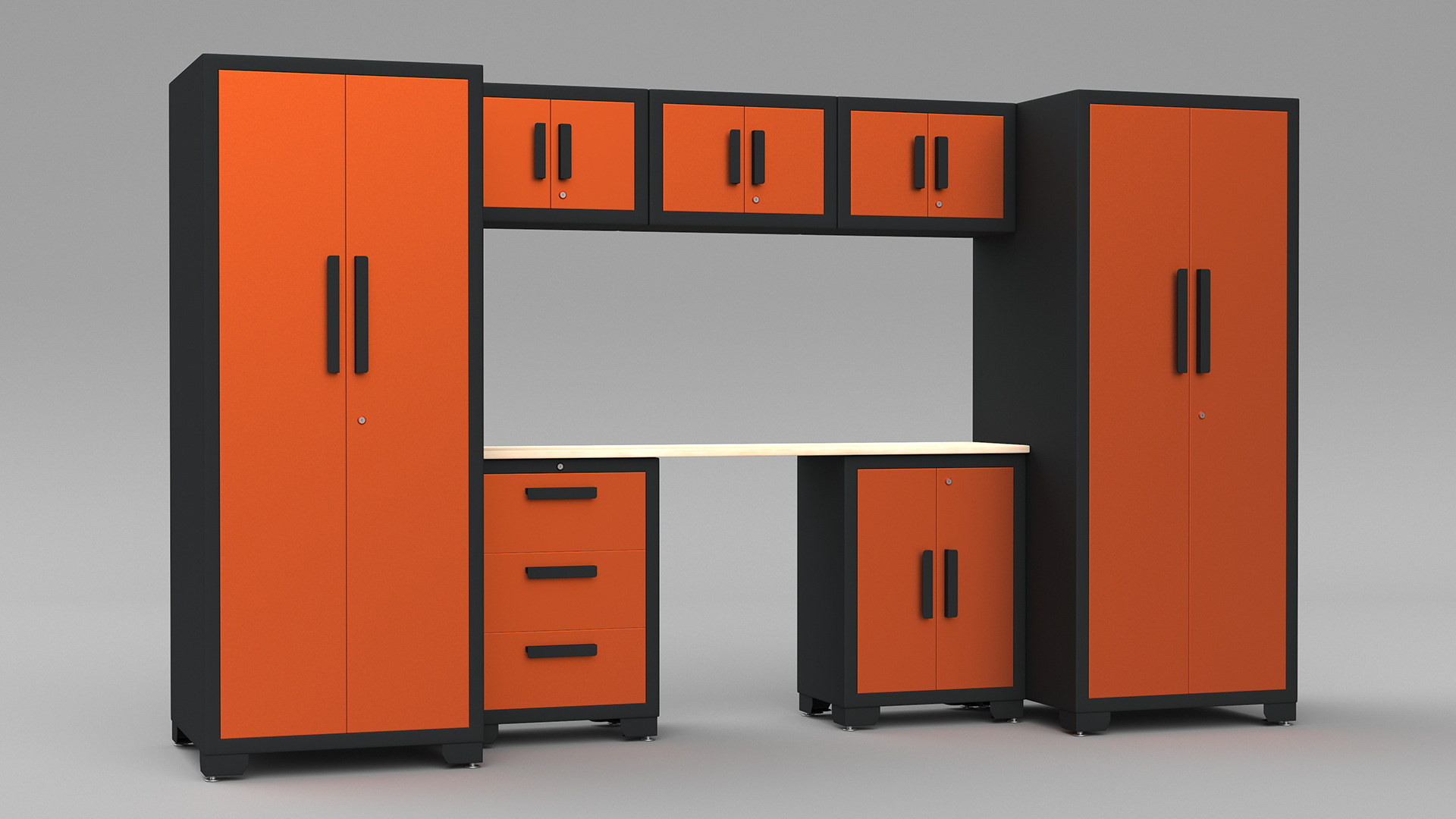 3D Garage Cabinet Orange