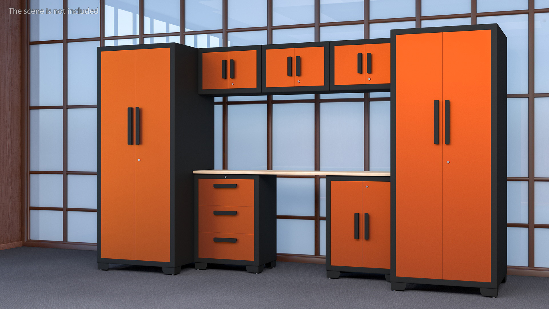 3D Garage Cabinet Orange