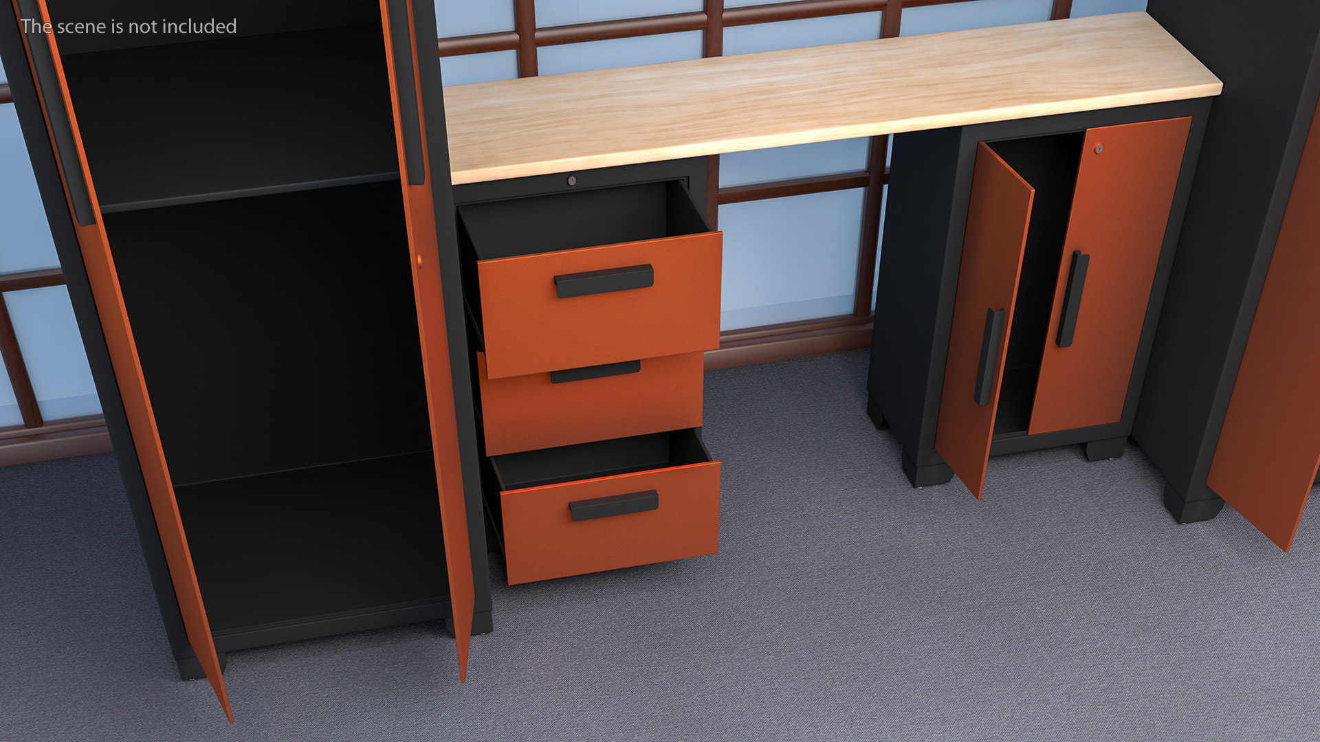 3D Garage Cabinet Orange