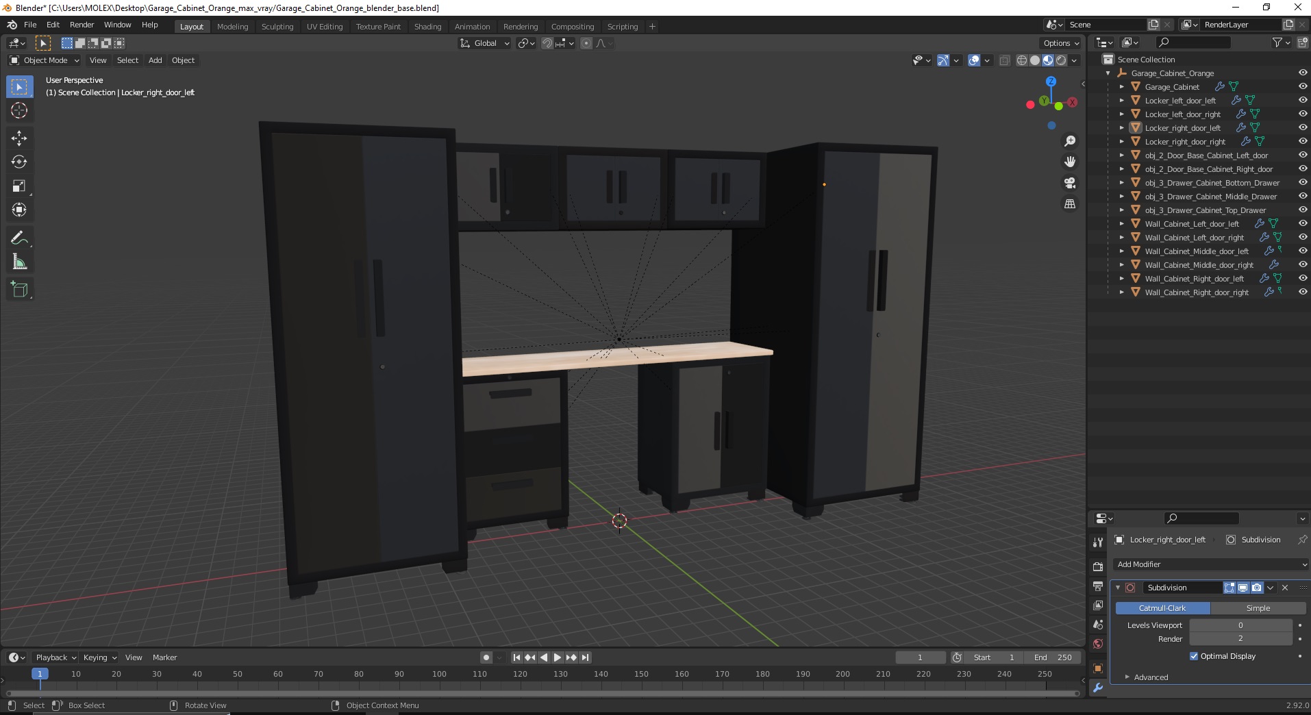 3D Garage Cabinet Orange