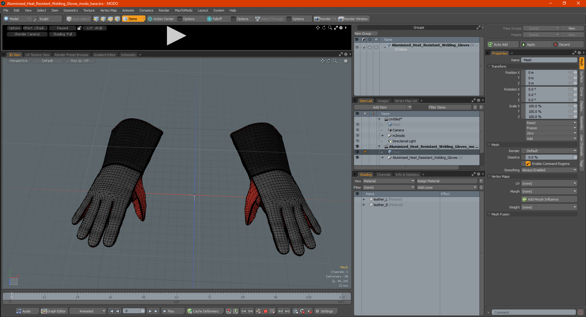 3D model Aluminized Heat Resistant Welding Gloves
