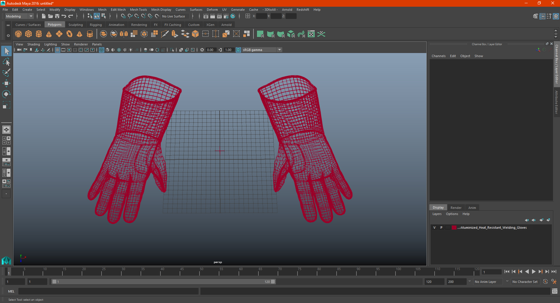 3D model Aluminized Heat Resistant Welding Gloves