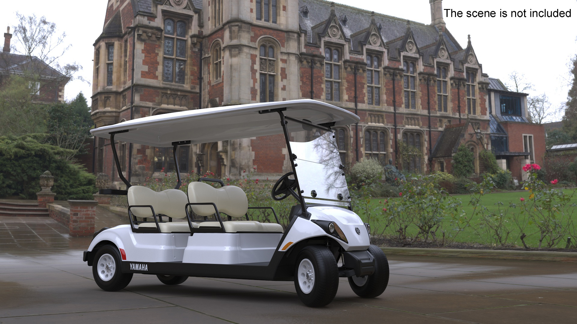 Resort Electric Car Yamaha Four Seat Rigged for Maya 3D