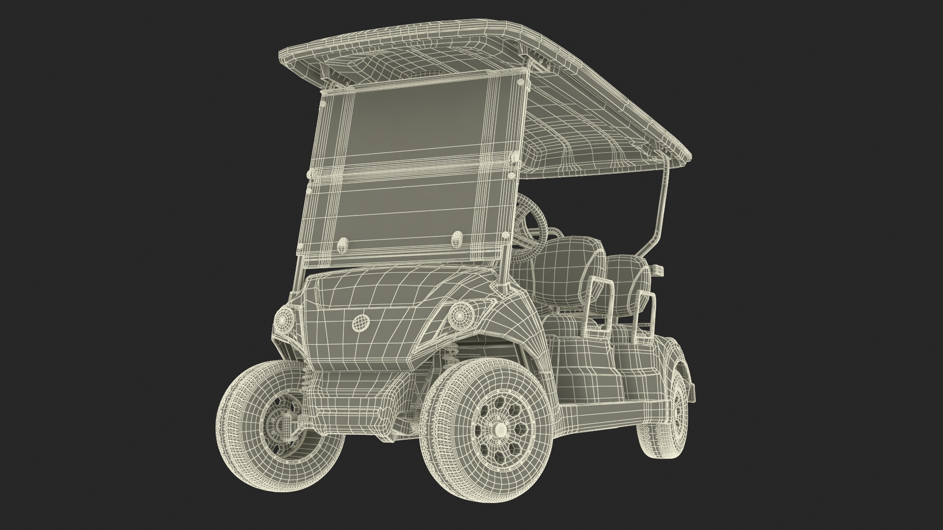 Resort Electric Car Yamaha Four Seat Rigged for Maya 3D