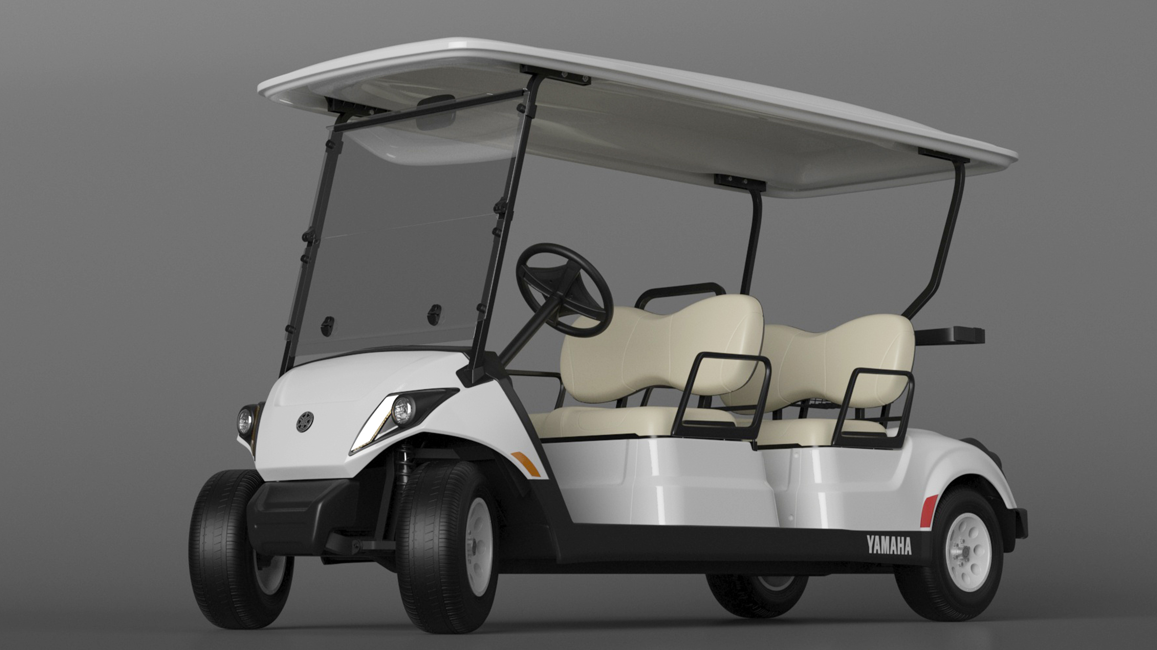 Resort Electric Car Yamaha Four Seat Rigged for Maya 3D