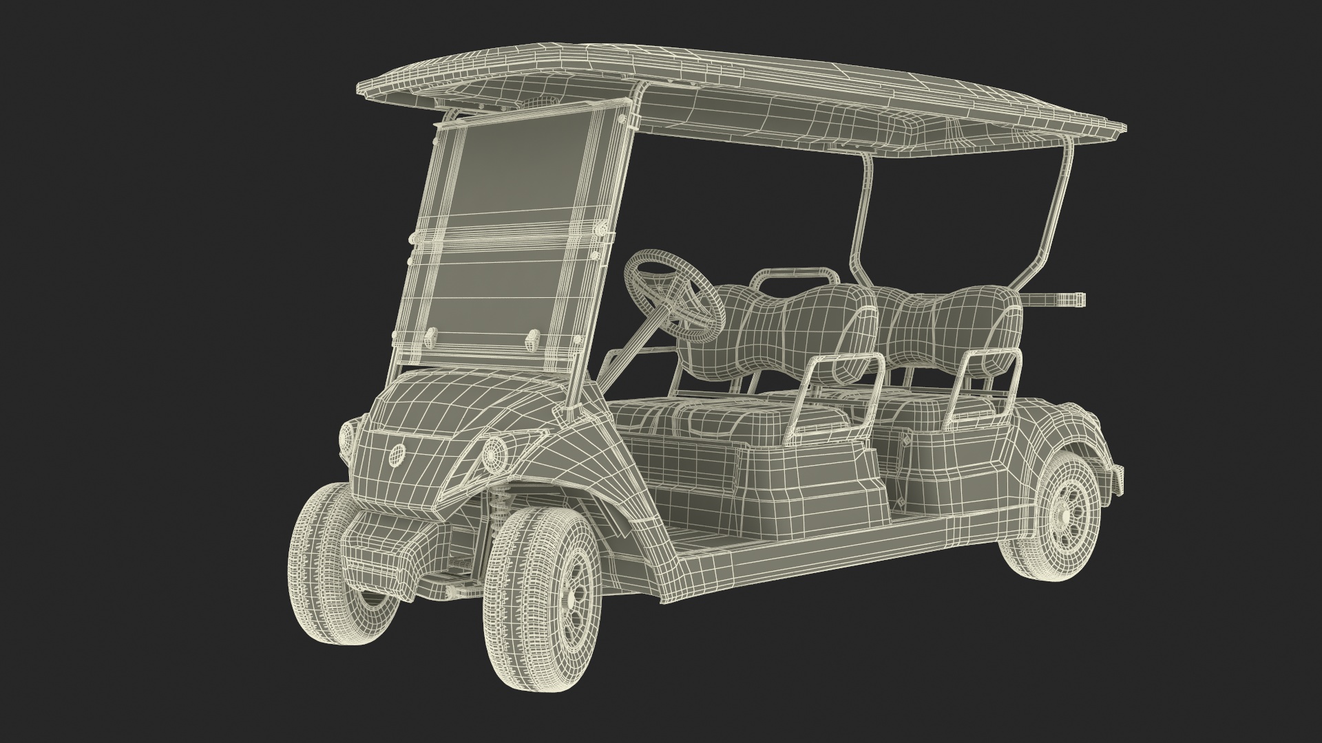 Resort Electric Car Yamaha Four Seat Rigged for Maya 3D