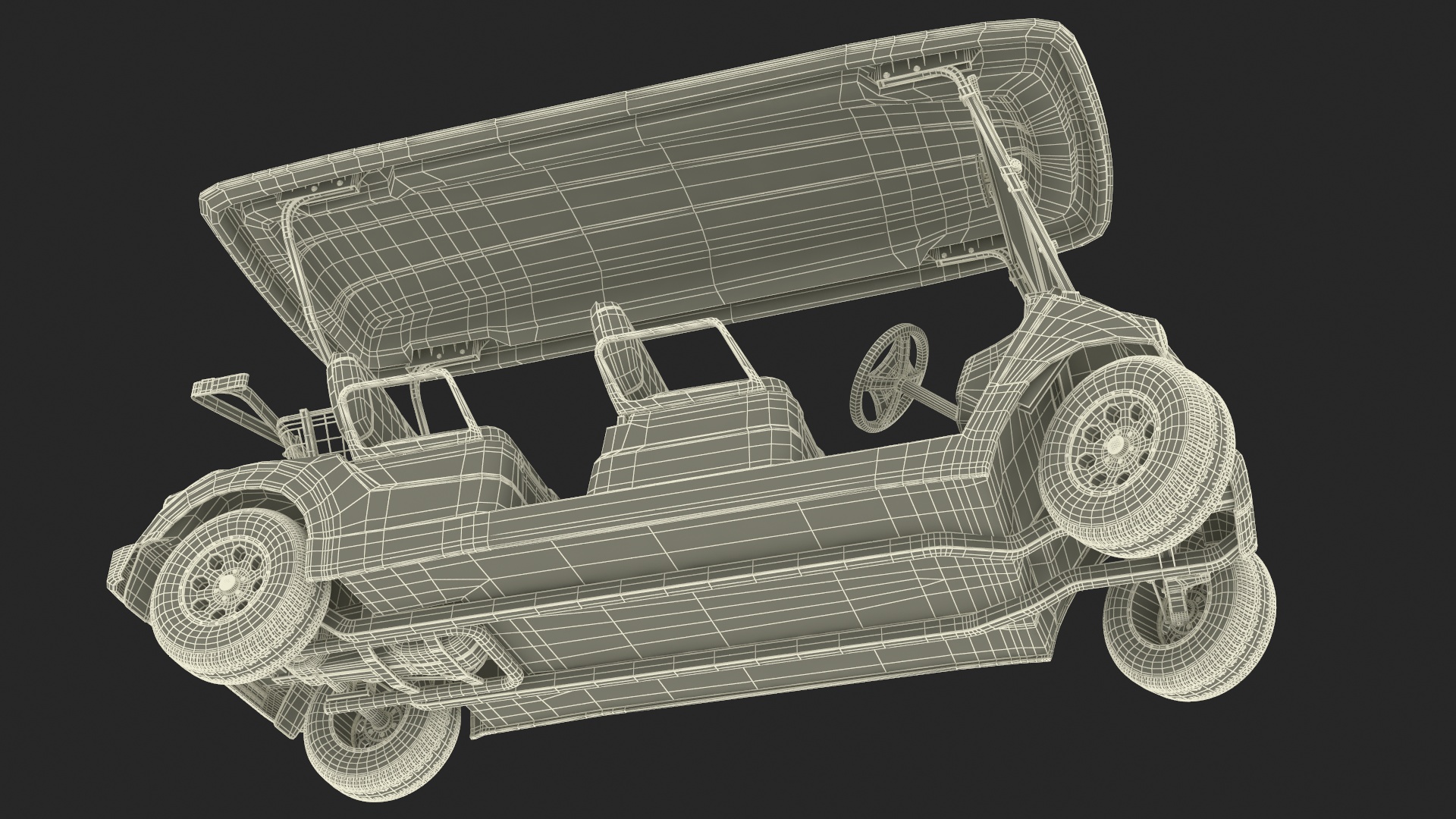 Resort Electric Car Yamaha Four Seat Rigged for Maya 3D