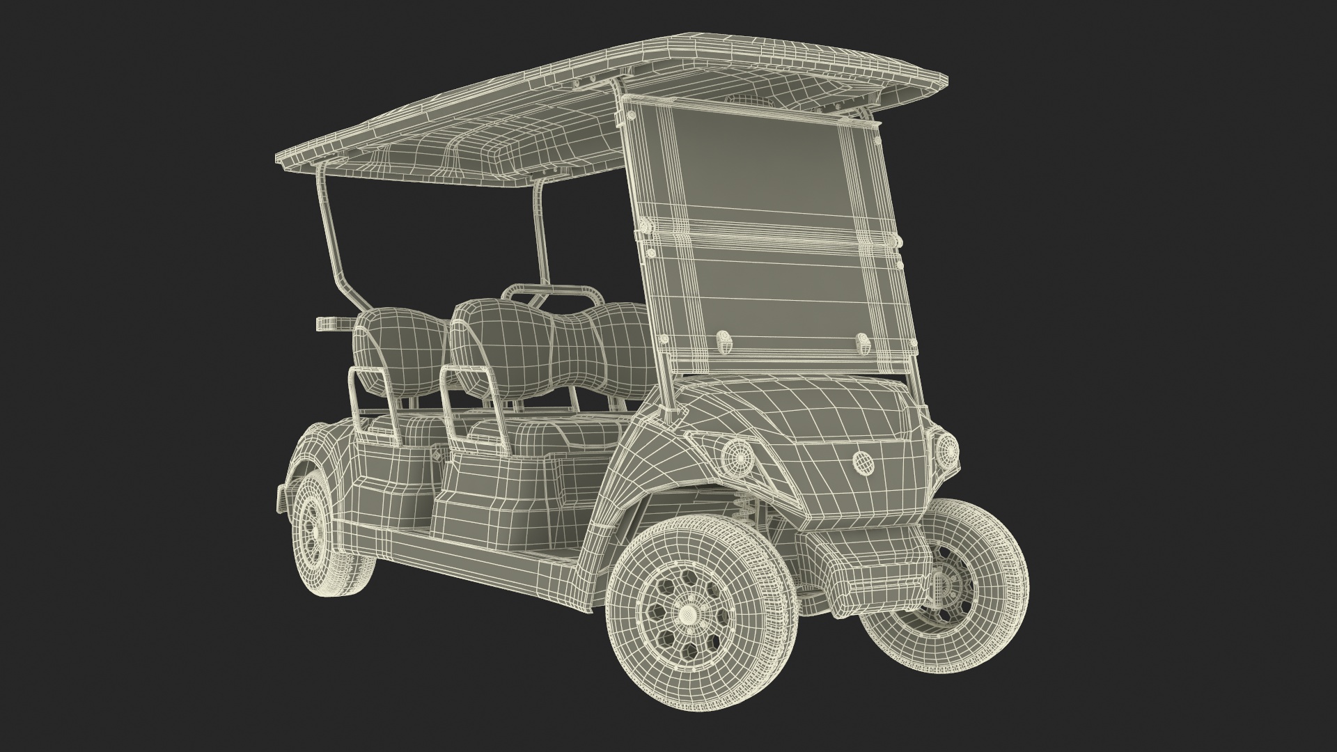 Resort Electric Car Yamaha Four Seat Rigged for Maya 3D