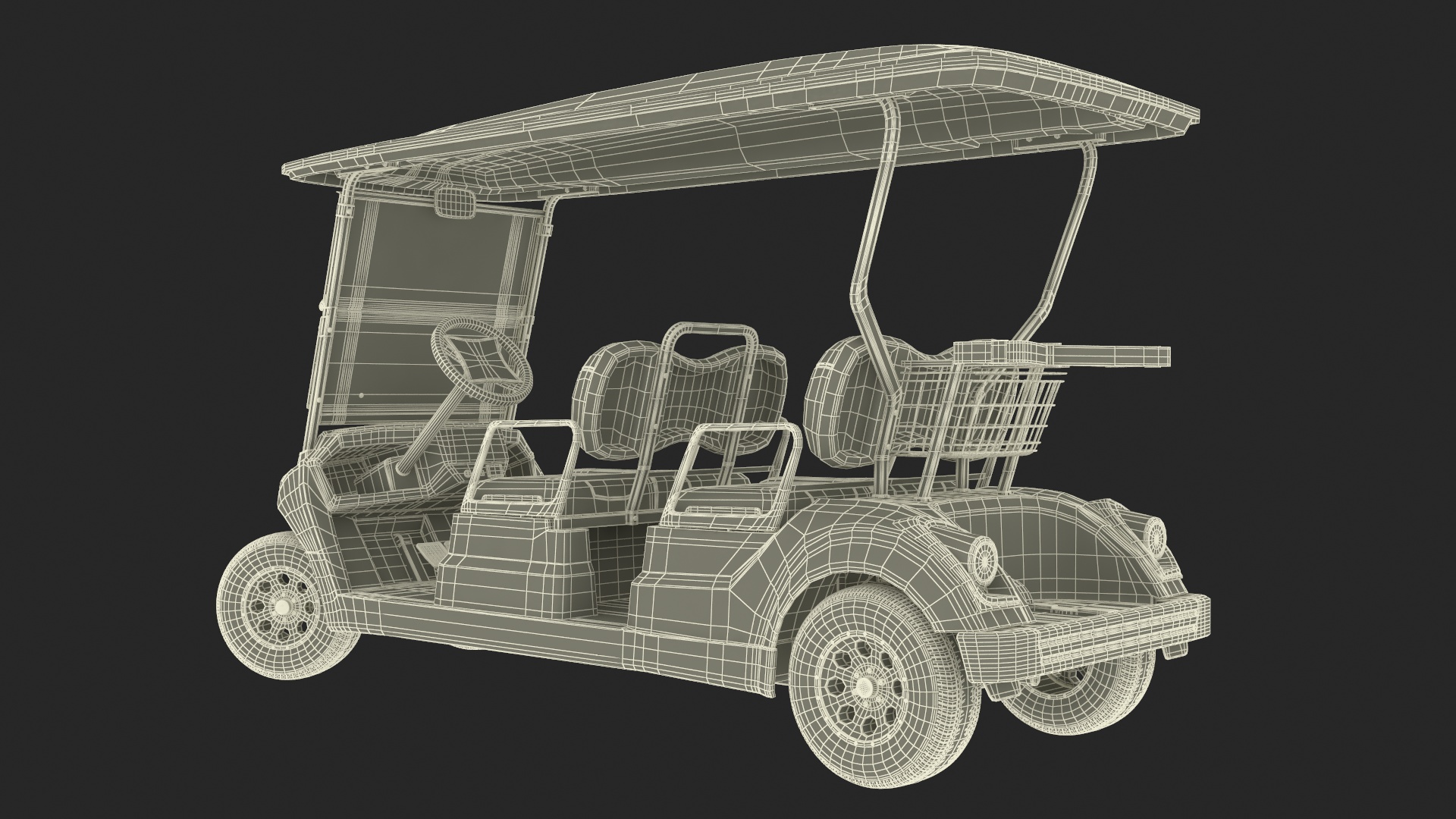 Resort Electric Car Yamaha Four Seat Rigged for Maya 3D