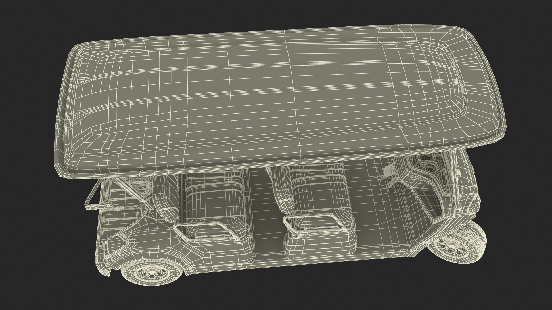 Resort Electric Car Yamaha Four Seat Rigged for Maya 3D