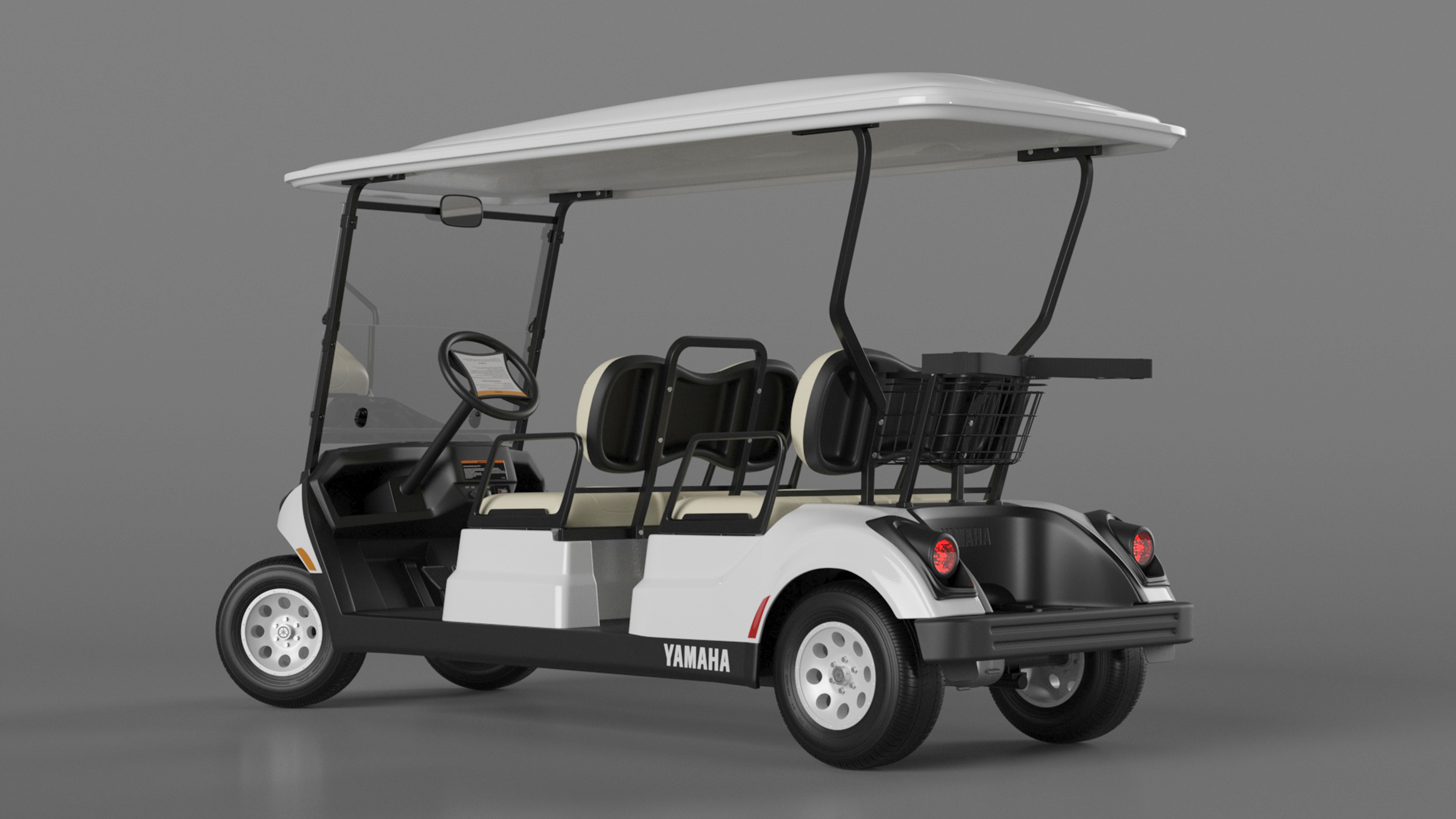 Resort Electric Car Yamaha Four Seat Rigged for Maya 3D