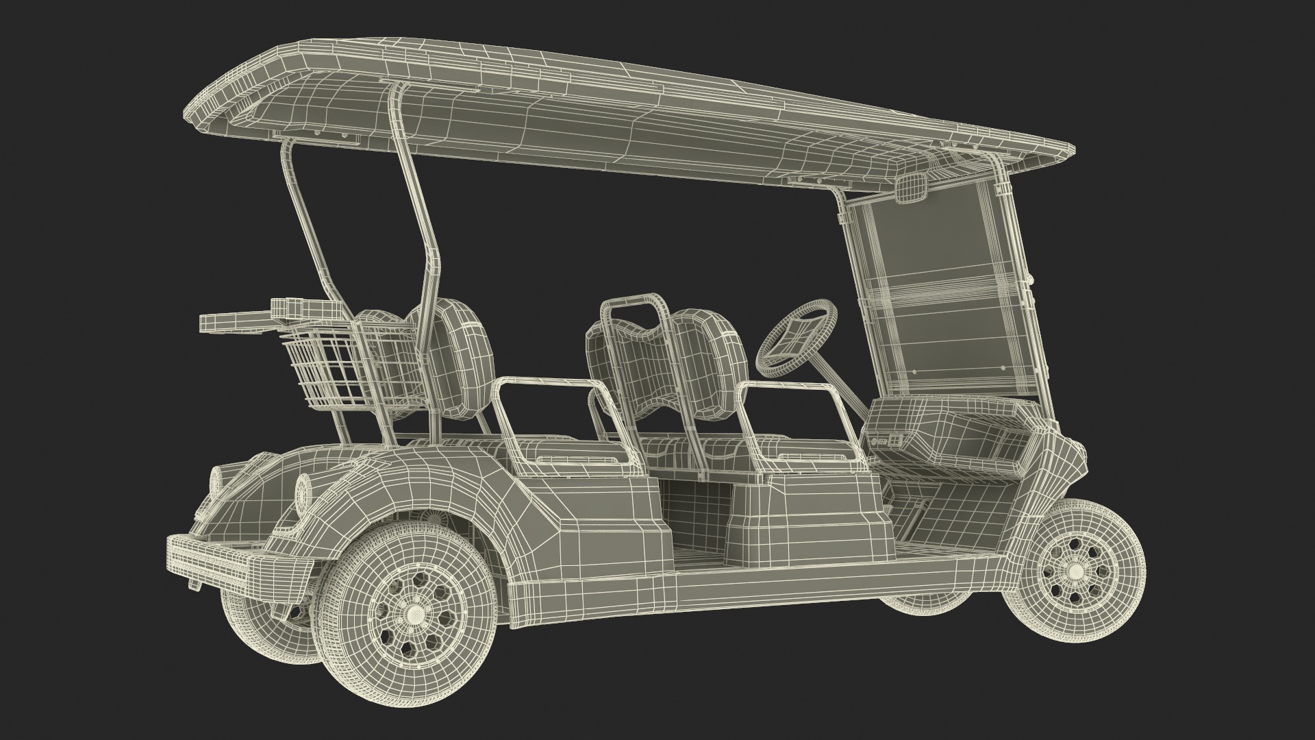 Resort Electric Car Yamaha Four Seat Rigged for Maya 3D