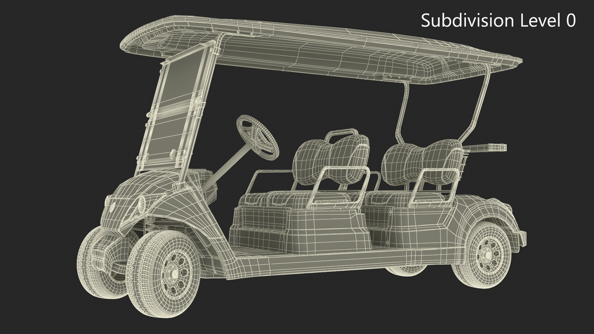 Resort Electric Car Yamaha Four Seat Rigged for Maya 3D